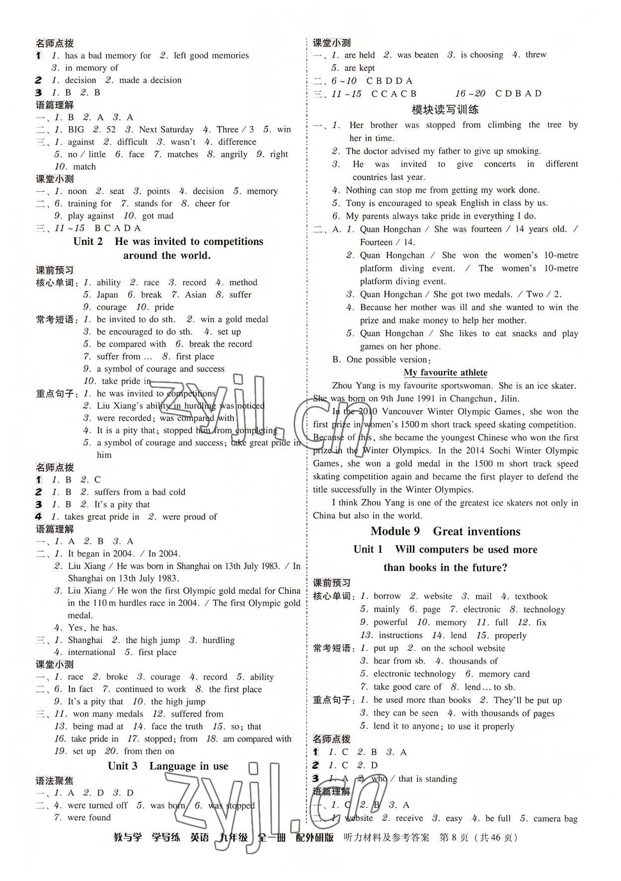 2022年教與學(xué)學(xué)導(dǎo)練九年級英語全一冊外研版 第8頁