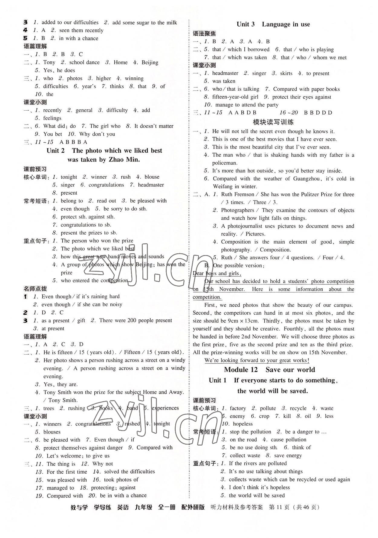 2022年教與學(xué)學(xué)導(dǎo)練九年級英語全一冊外研版 第11頁