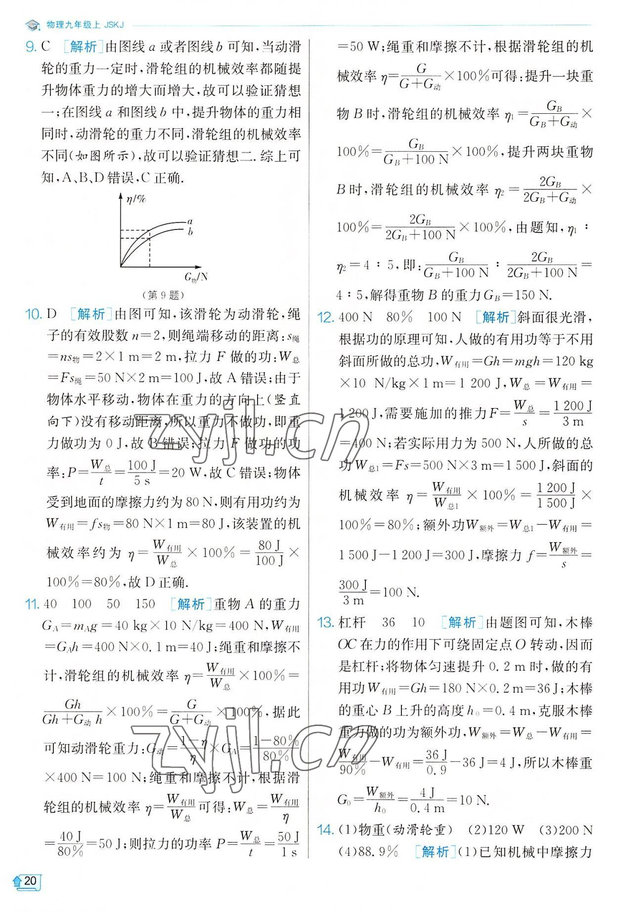 2022年實(shí)驗(yàn)班提優(yōu)訓(xùn)練九年級(jí)物理上冊(cè)蘇科版 參考答案第20頁