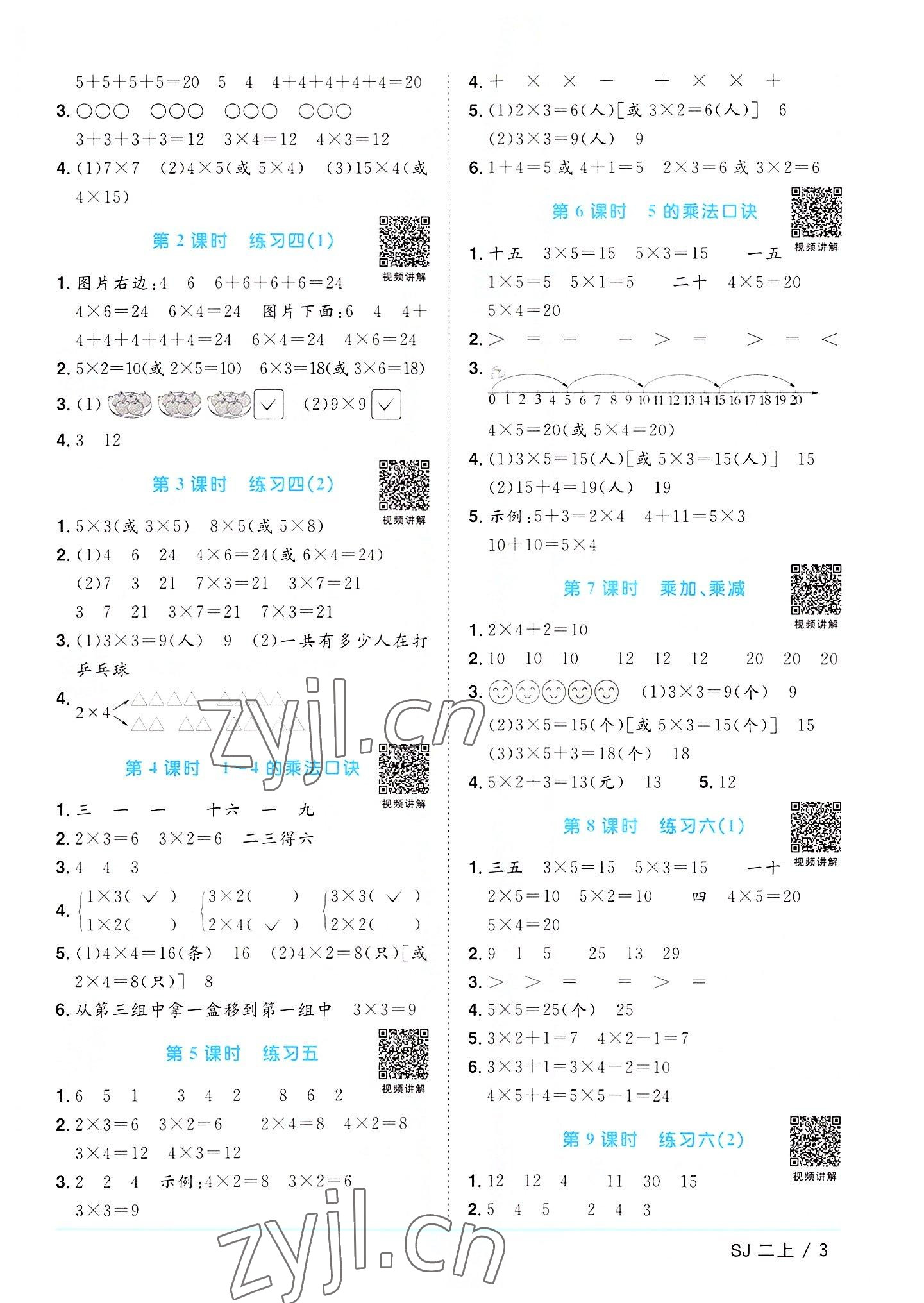 2022年陽光同學(xué)課時優(yōu)化作業(yè)二年級數(shù)學(xué)上冊蘇教版 第3頁