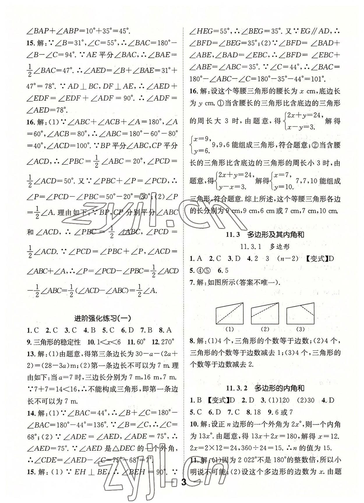 2022年精英新课堂八年级数学上册人教版 参考答案第3页