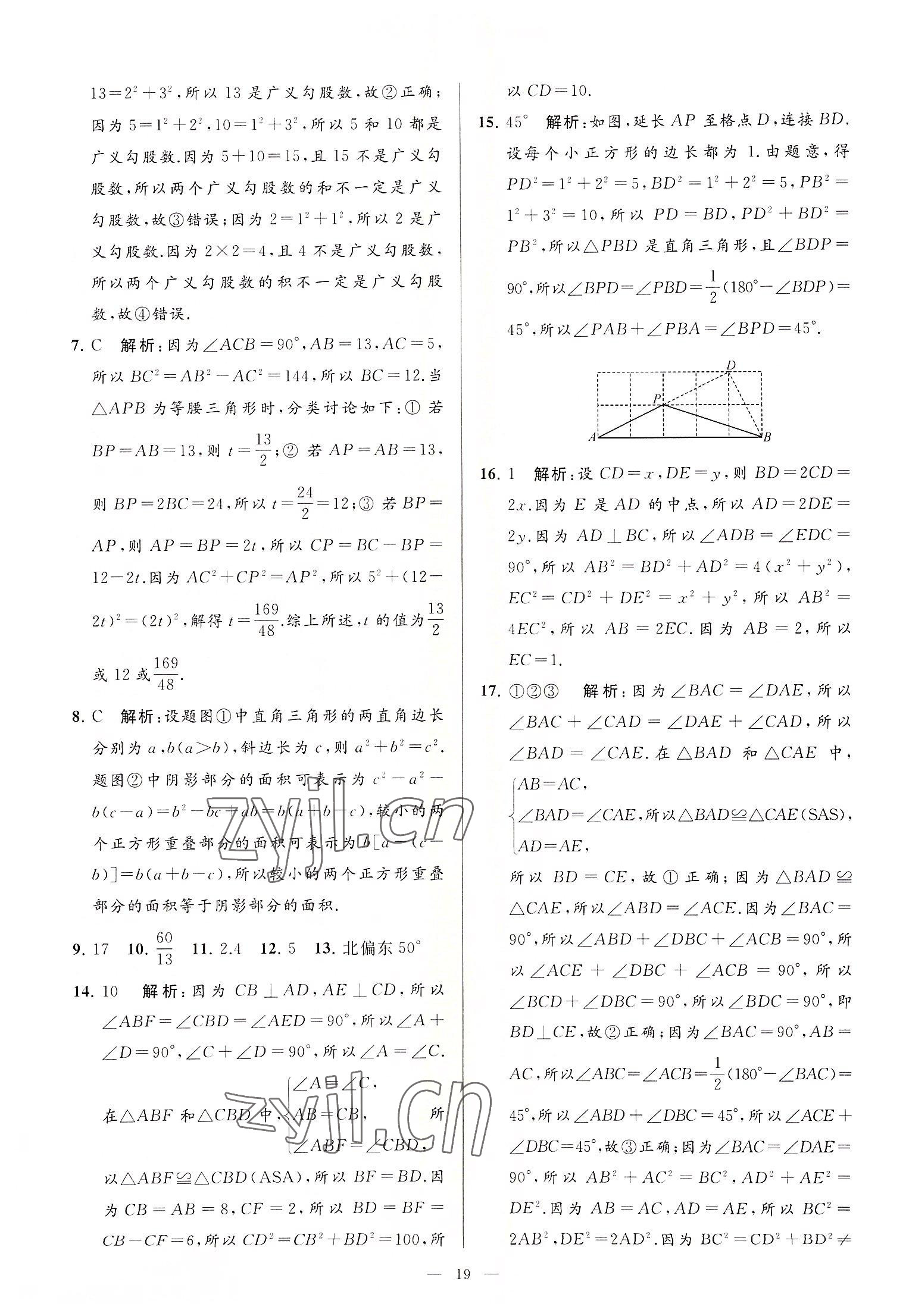 2022年亮點(diǎn)給力大試卷八年級數(shù)學(xué)上冊蘇科版 第19頁