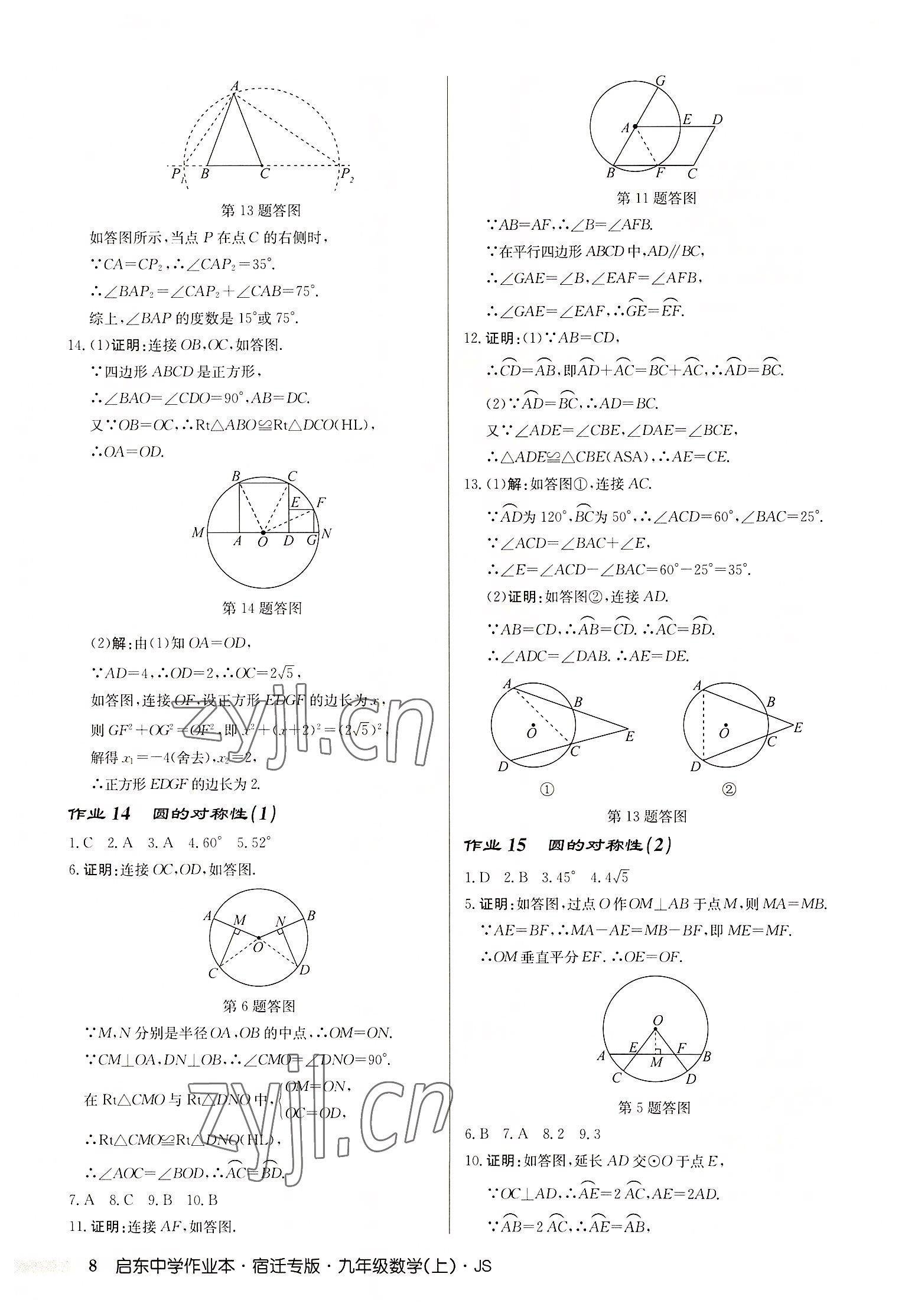 2022年啟東中學(xué)作業(yè)本九年級數(shù)學(xué)上冊蘇科版宿遷專版 第8頁