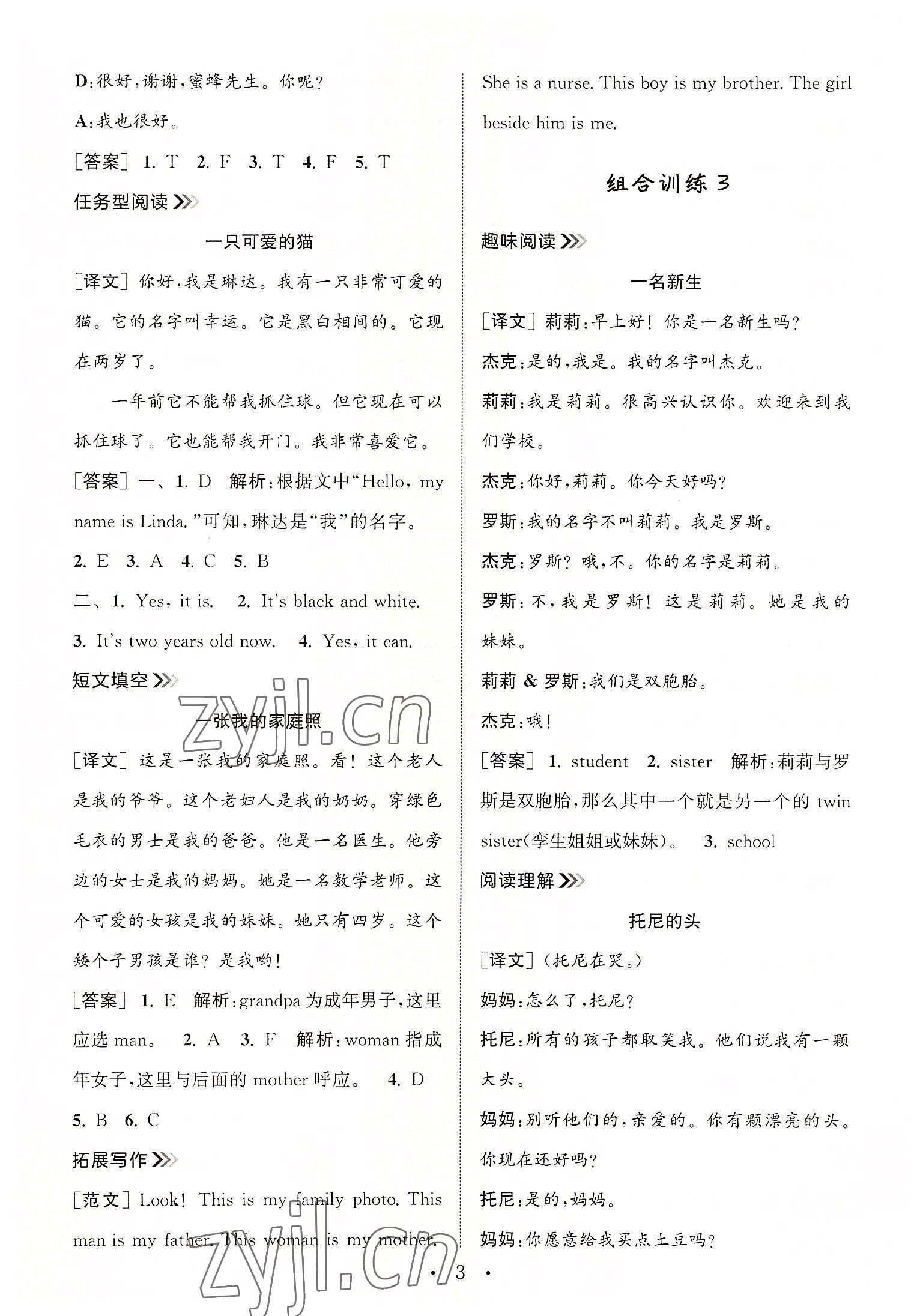 2022年通城學(xué)典小學(xué)英語(yǔ)閱讀組合訓(xùn)練三年級(jí)上冊(cè) 第3頁(yè)