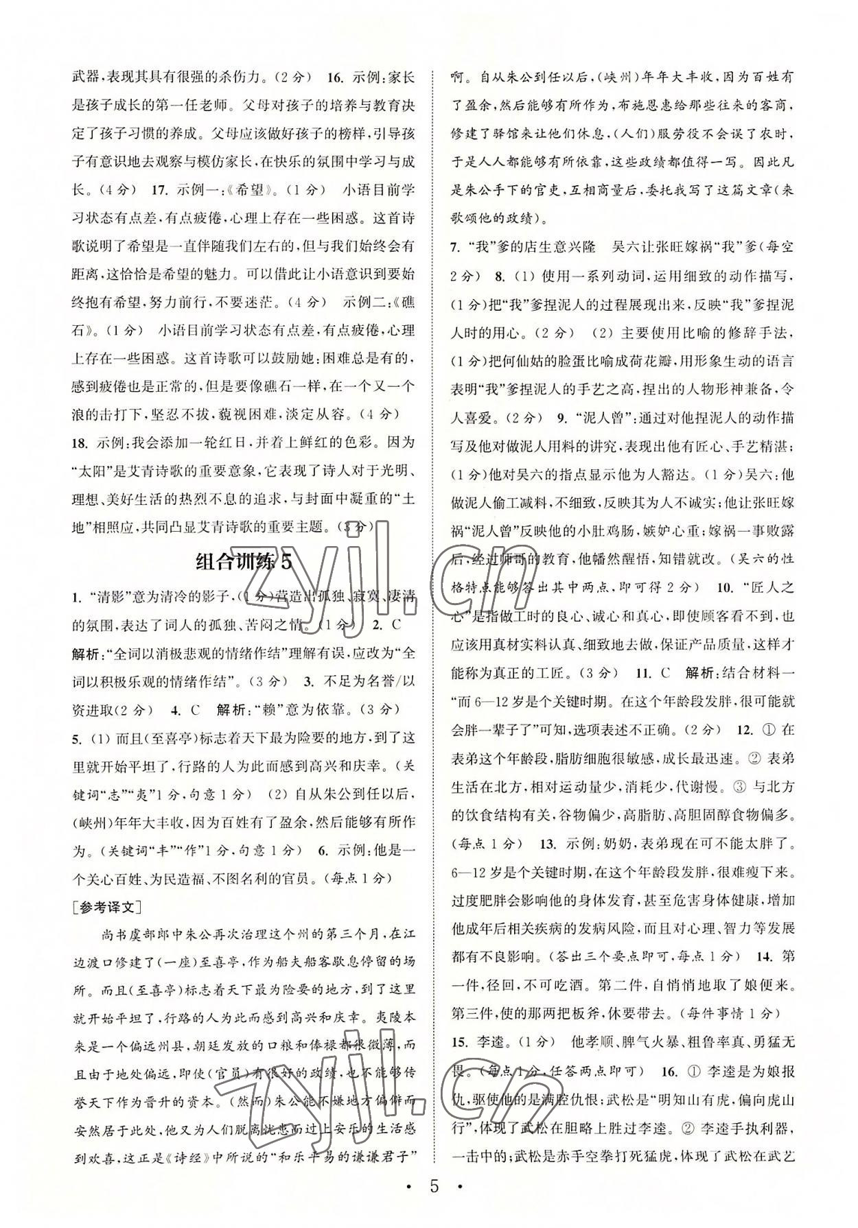 2022年通城學(xué)典初中語文閱讀組合訓(xùn)練九年級江蘇專版 第5頁