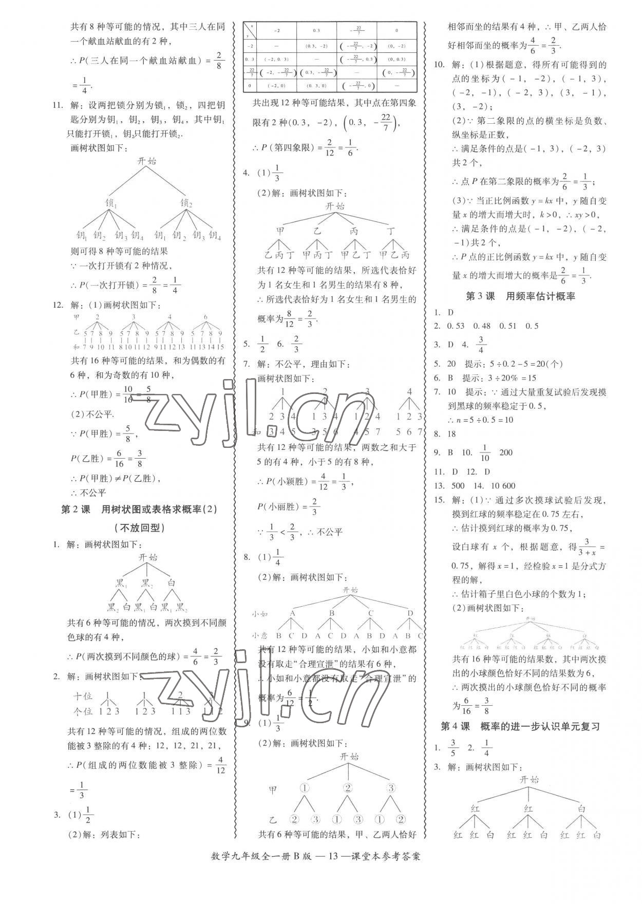 2022年零障礙導(dǎo)教導(dǎo)學(xué)案九年級(jí)數(shù)學(xué)全一冊(cè)北師大版 參考答案第13頁(yè)