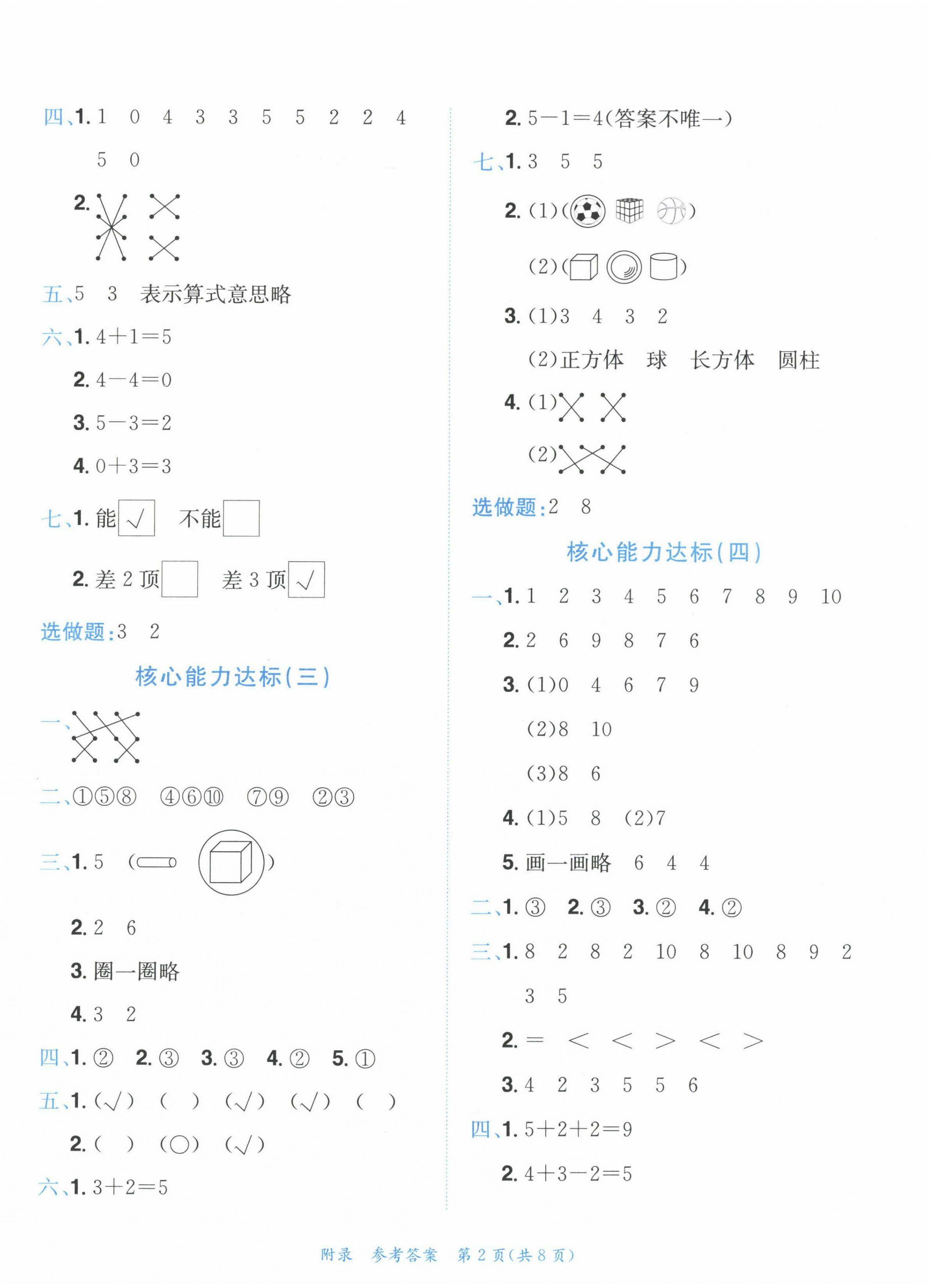 2022年黃岡小狀元達(dá)標(biāo)卷一年級數(shù)學(xué)上冊人教版 第2頁