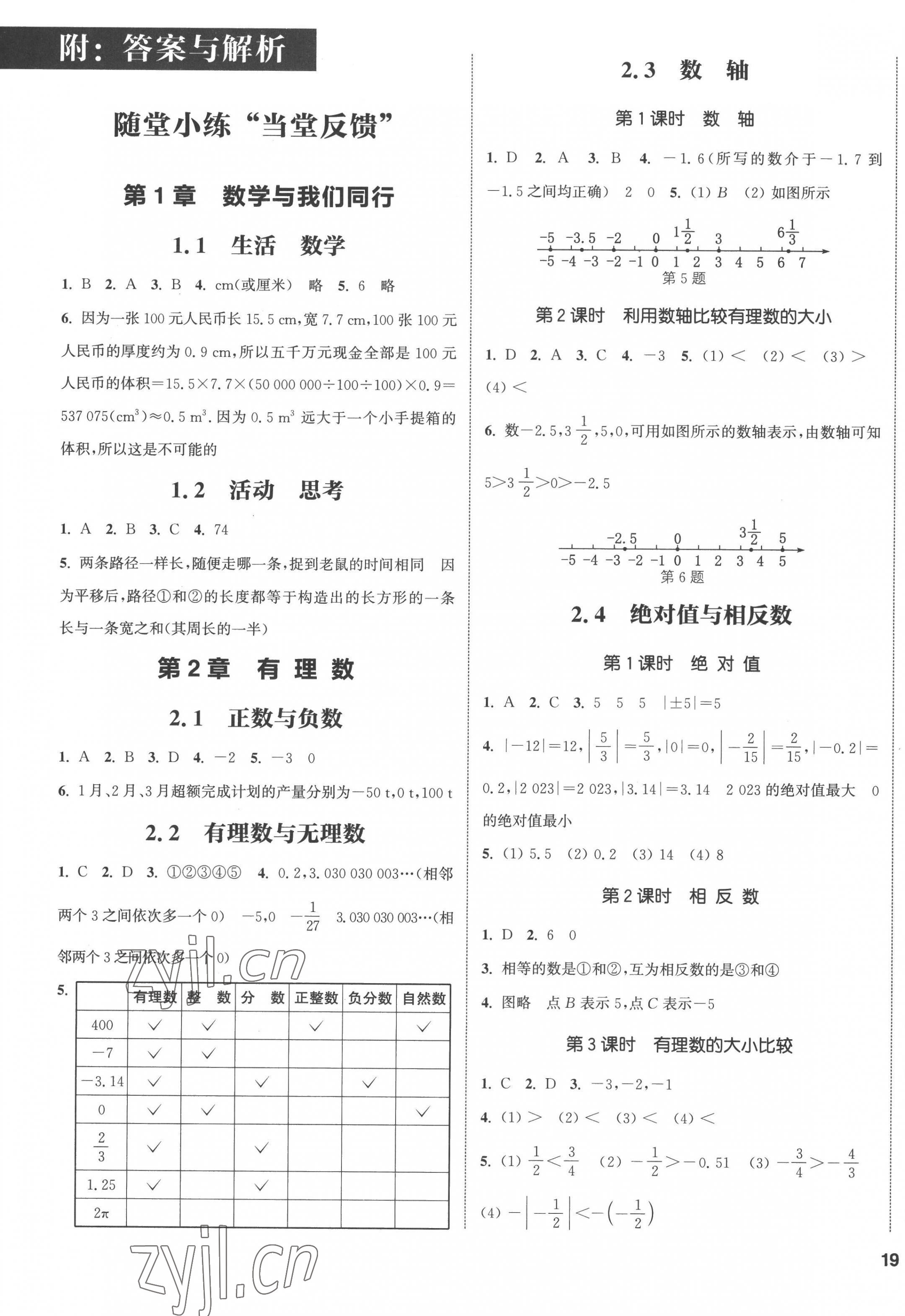 2022年通城學(xué)典課時(shí)作業(yè)本七年級(jí)數(shù)學(xué)上冊(cè)蘇科版江蘇專版 參考答案第1頁(yè)