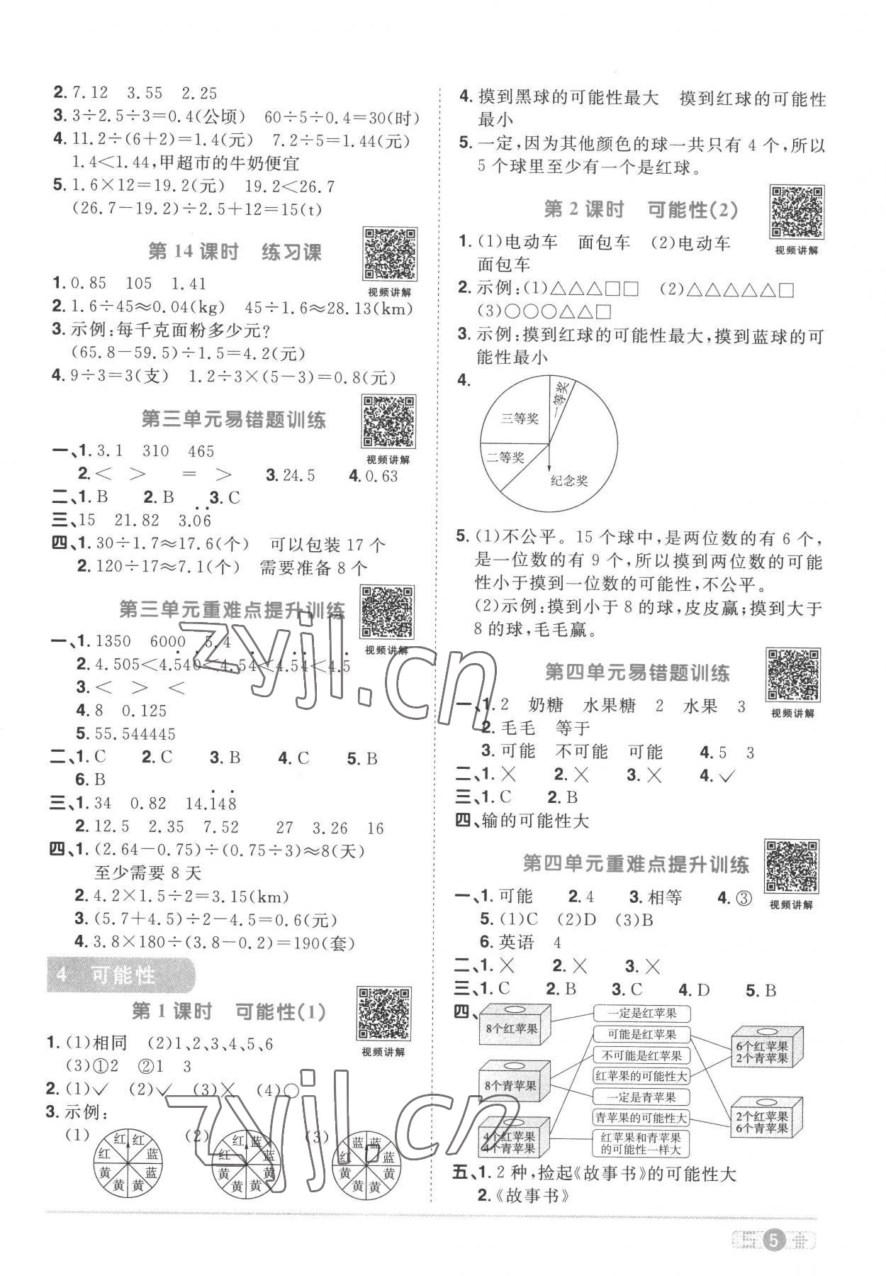 2022年阳光同学课时优化作业五年级数学上册人教版 第5页