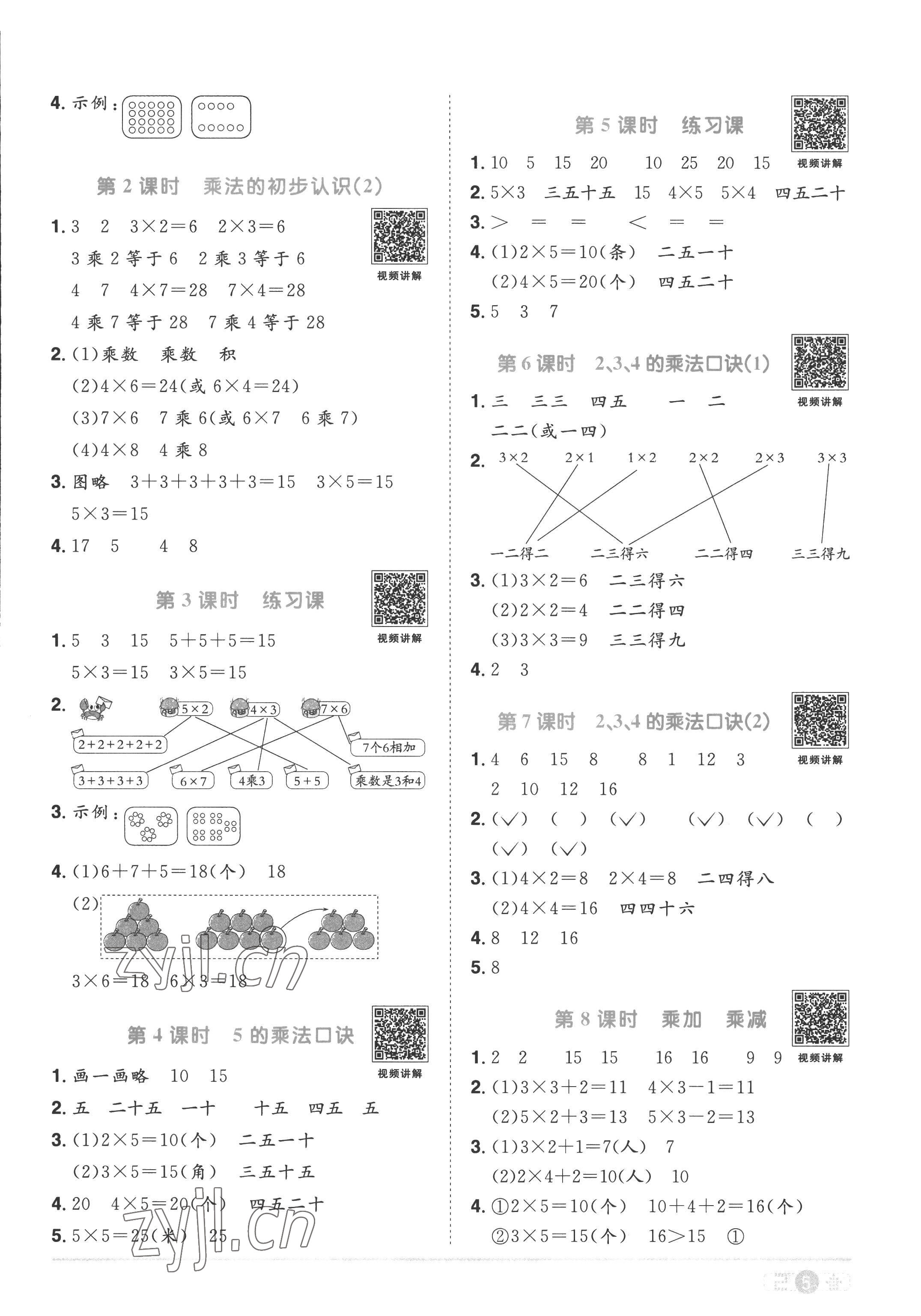 2022年阳光同学课时优化作业二年级数学上册人教版 第5页