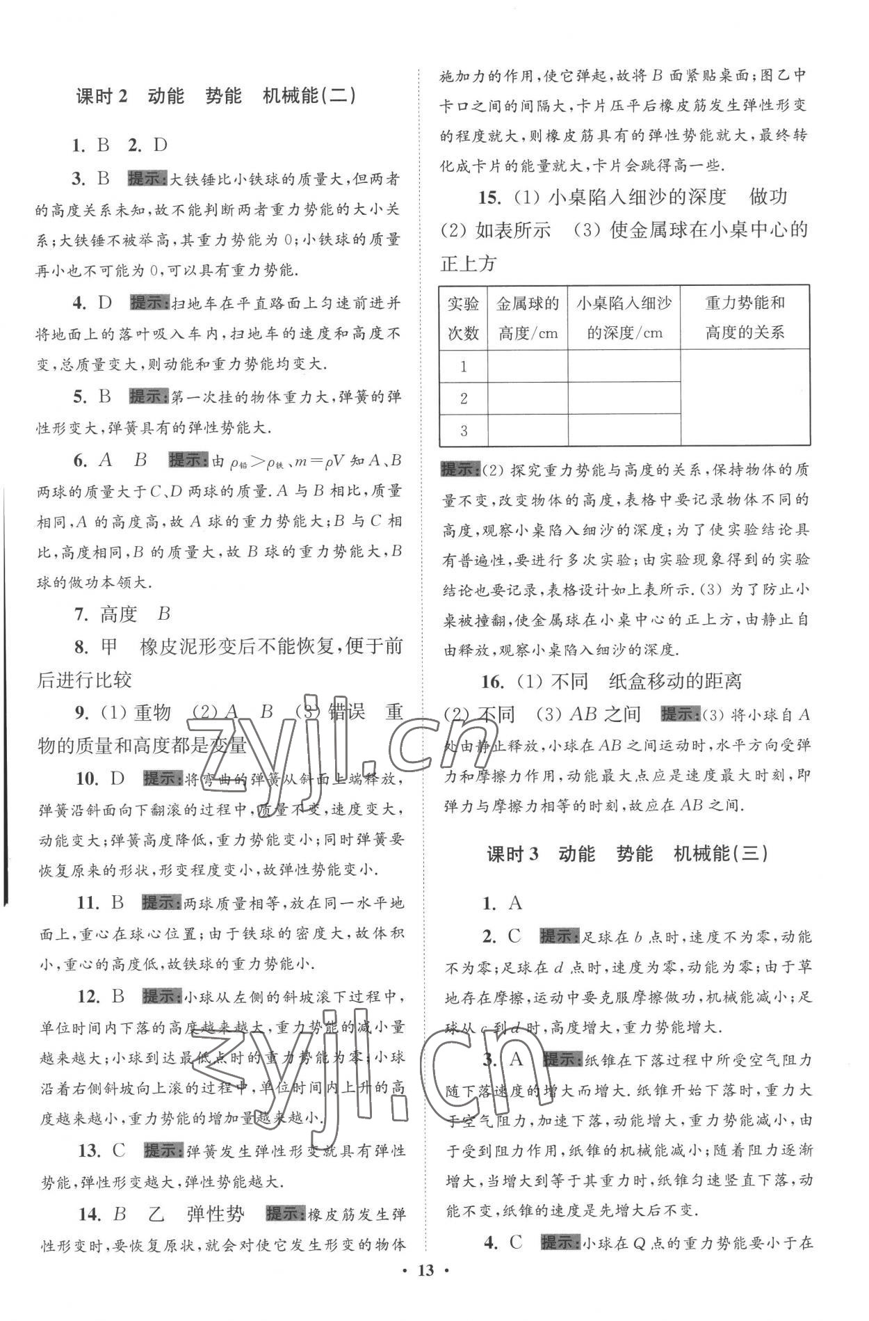 2022年小題狂做九年級(jí)物理上冊(cè)蘇科版提優(yōu)版 參考答案第13頁(yè)