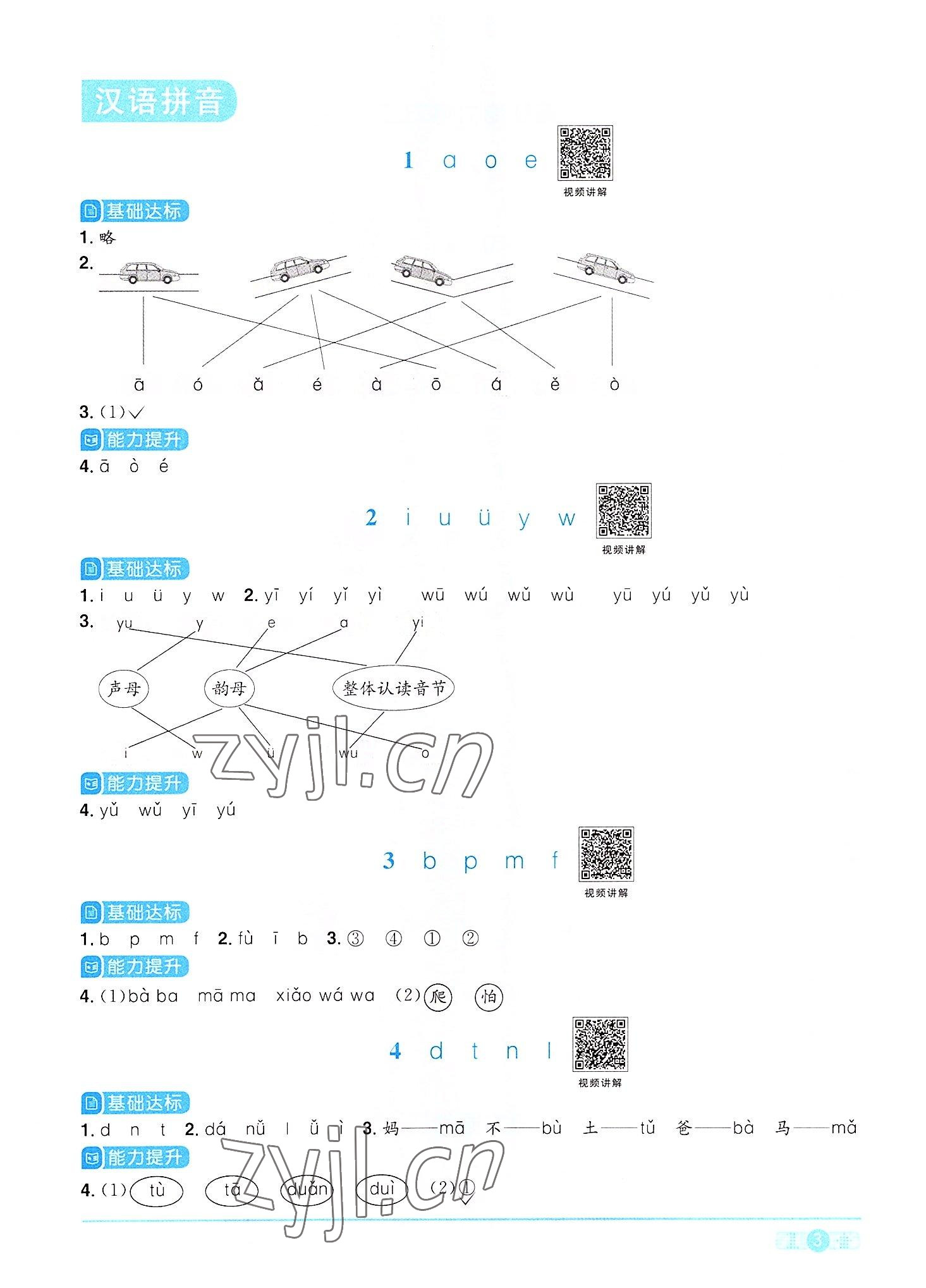 2022年陽(yáng)光同學(xué)課時(shí)優(yōu)化作業(yè)一年級(jí)語(yǔ)文上冊(cè)人教版 參考答案第3頁(yè)