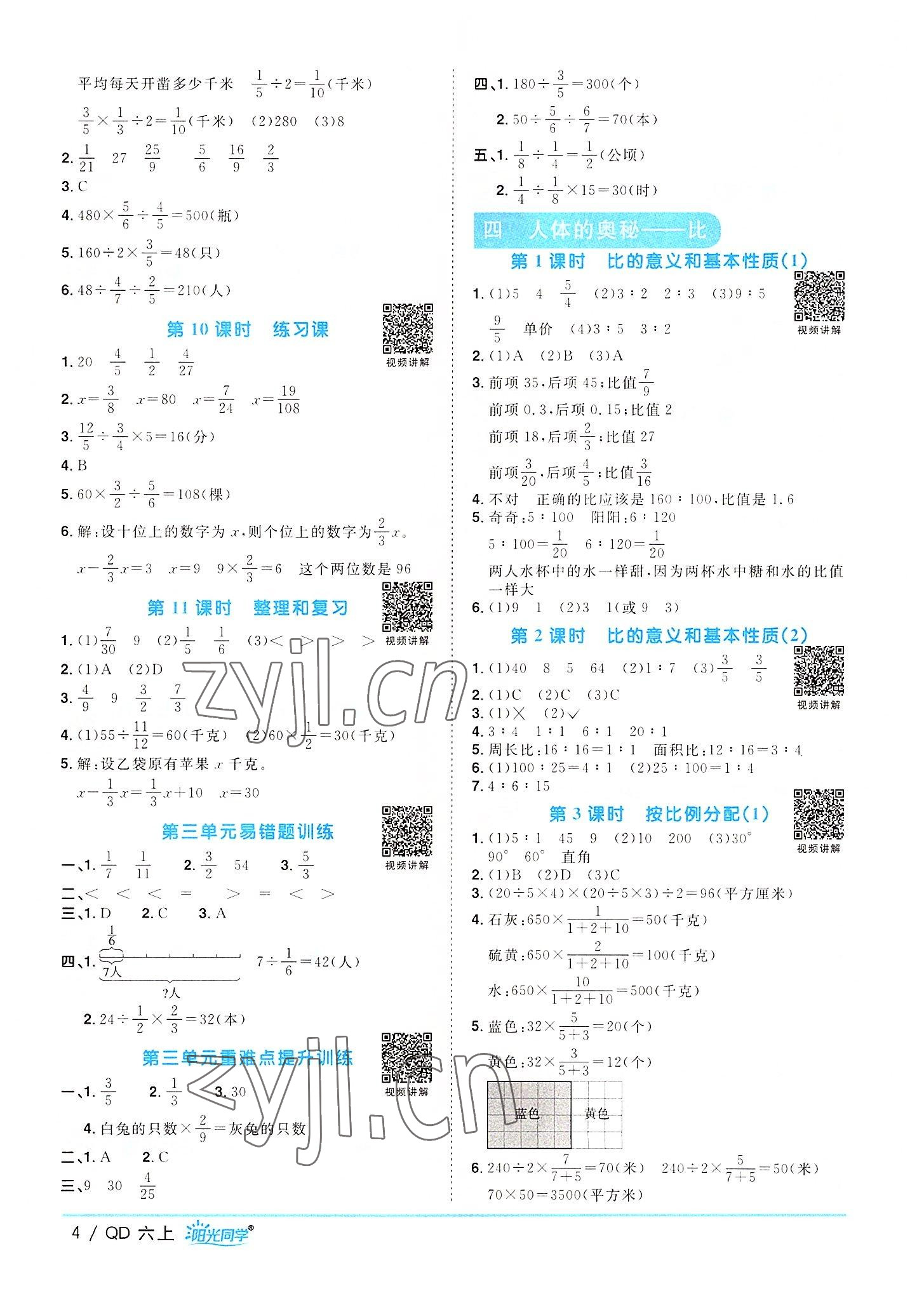 2022年阳光同学课时优化作业六年级数学上册青岛版 第4页