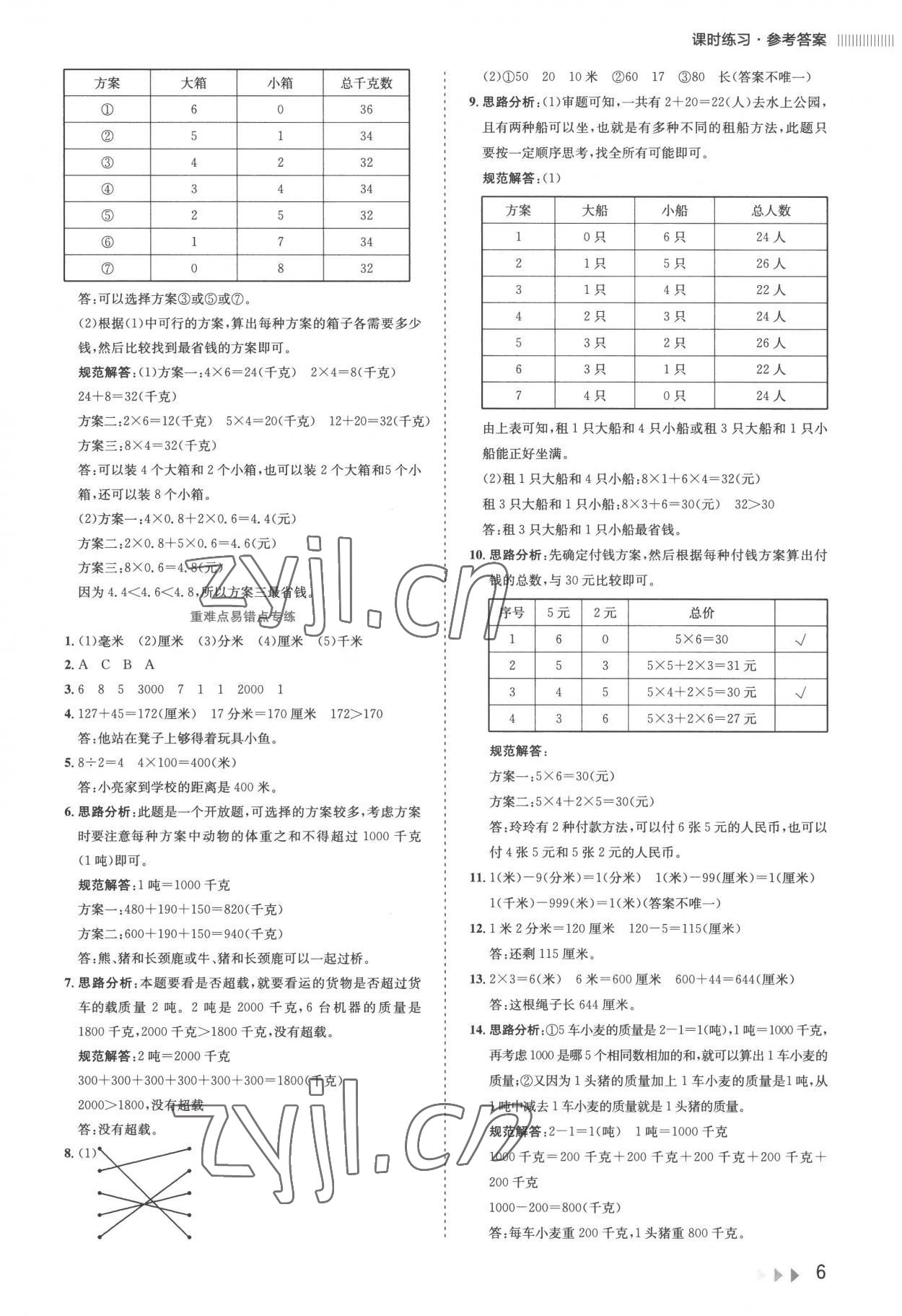2022年訓練達人小學數學三年級上冊人教版 參考答案第6頁