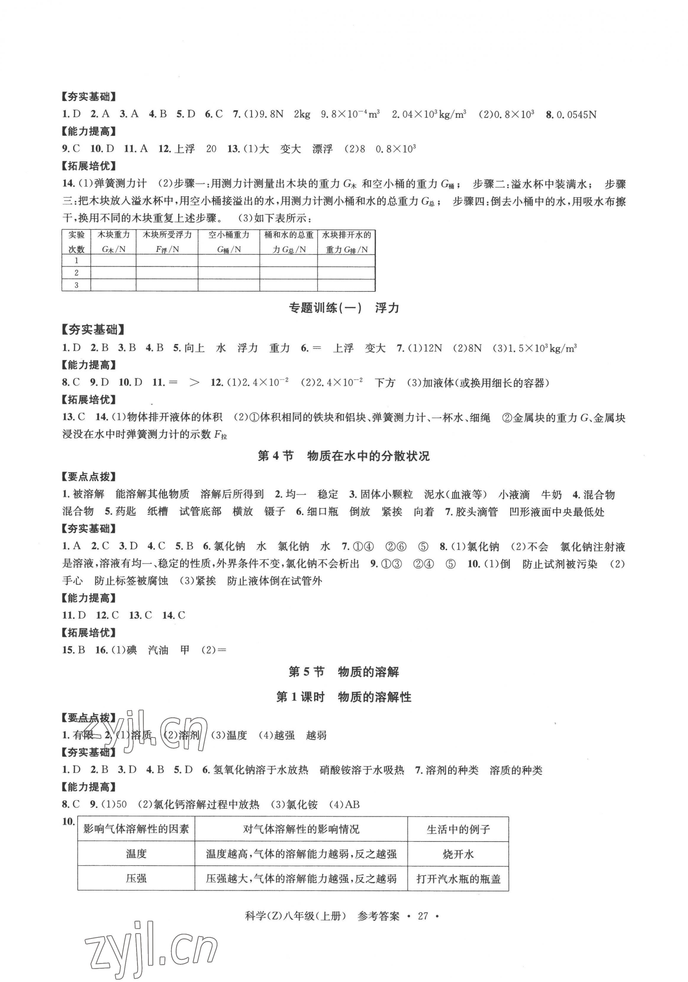 2022年习题e百课时训练八年级科学上册浙教版 第3页