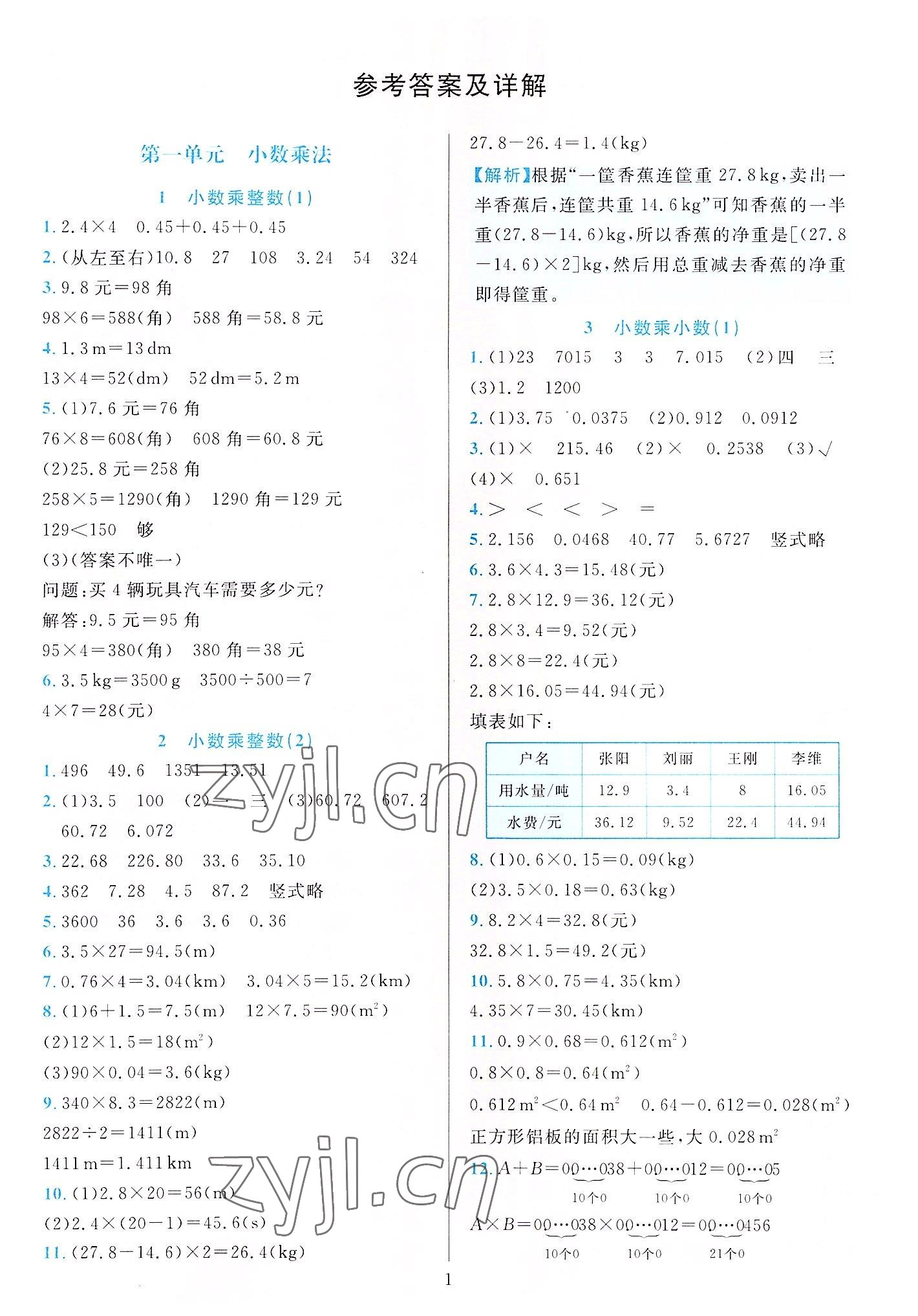 2022年全優(yōu)方案夯實(shí)與提高五年級(jí)數(shù)學(xué)上冊(cè)人教版 第1頁