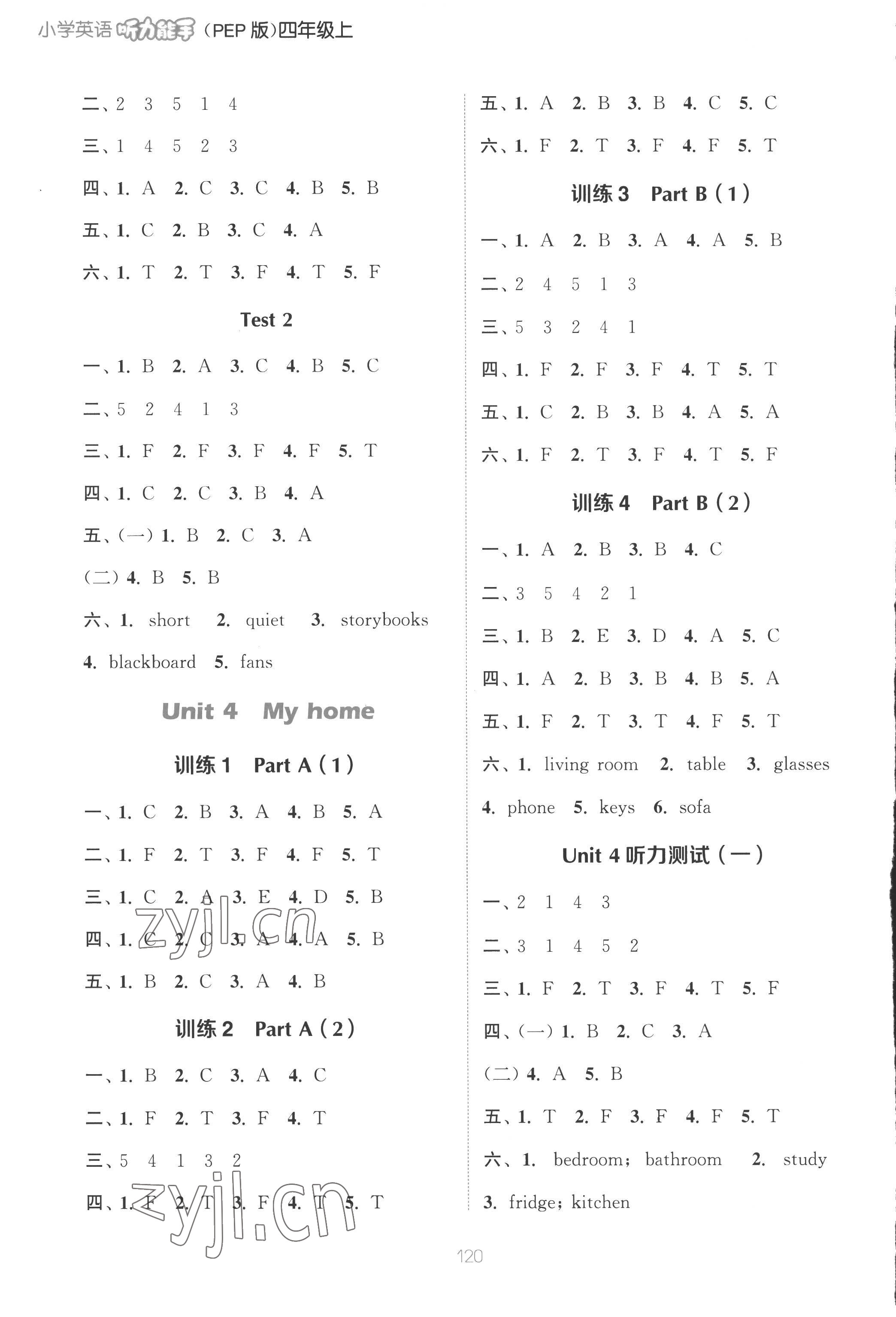 2022年通城學(xué)典小學(xué)英語(yǔ)聽(tīng)力能手四年級(jí)人教PEP版 參考答案第4頁(yè)