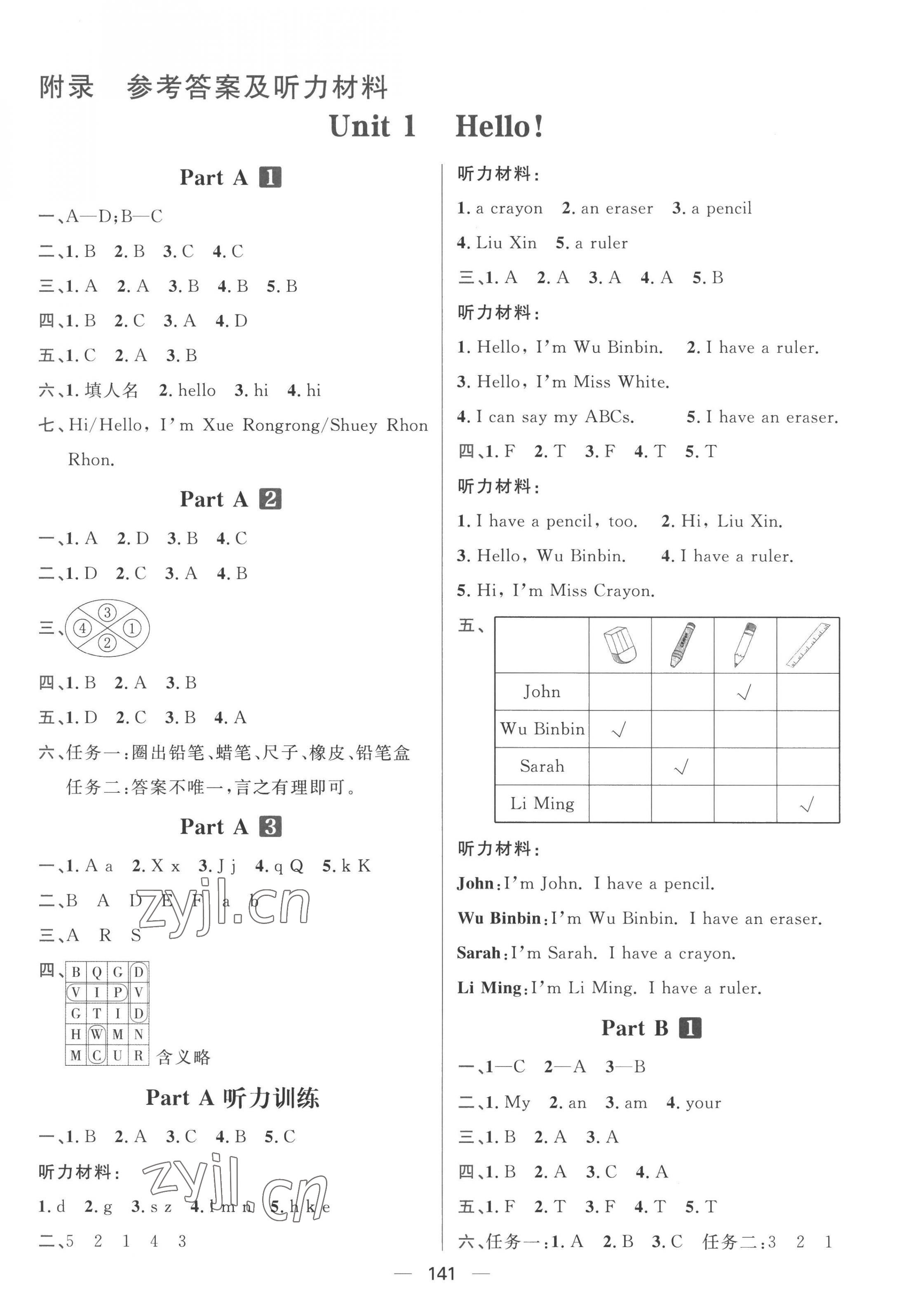 2022年核心素養(yǎng)天天練三年級英語上冊人教版 第1頁