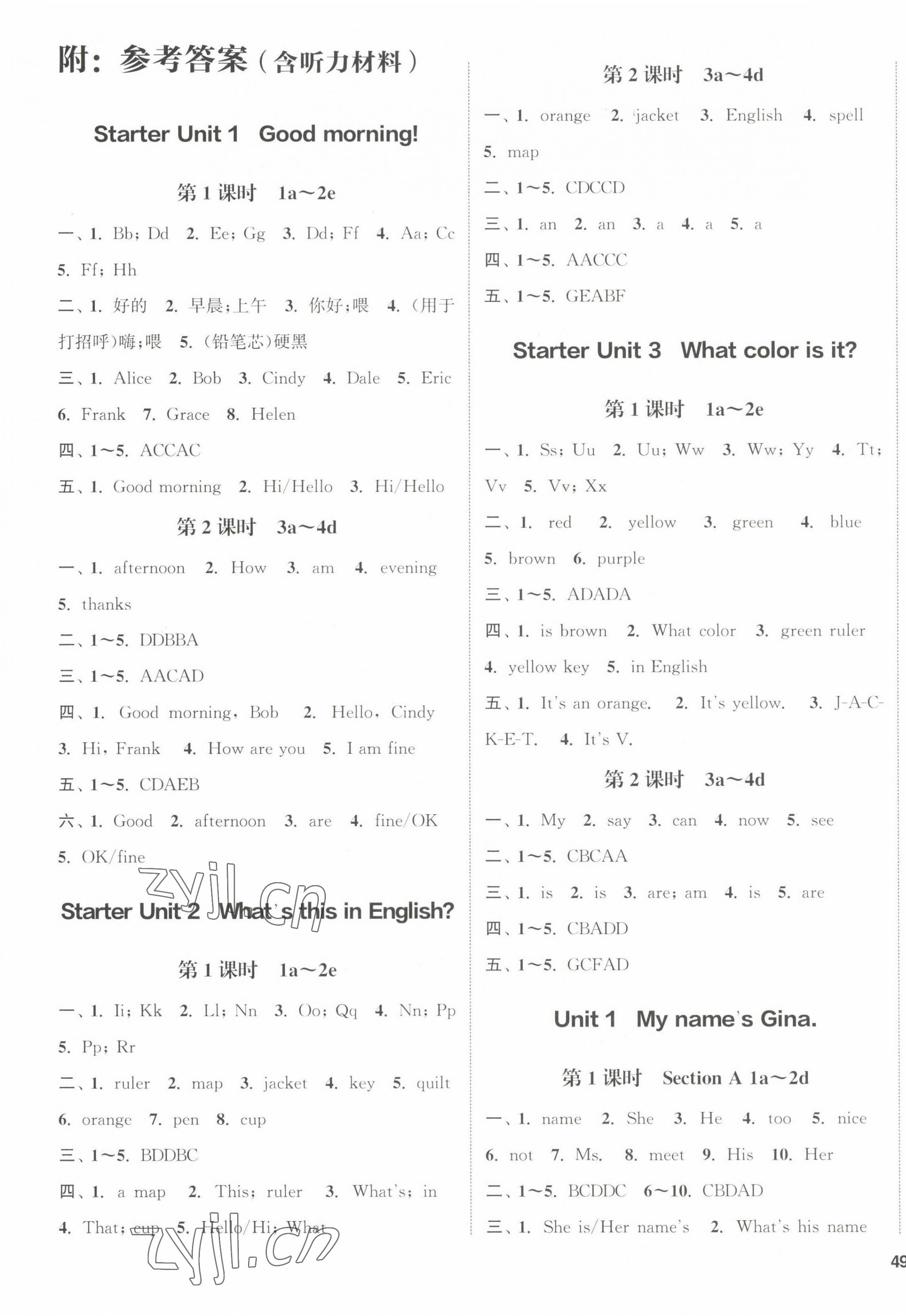 2022年通城學(xué)典課時(shí)作業(yè)本七年級(jí)英語(yǔ)上冊(cè)人教版安徽專版 第1頁(yè)