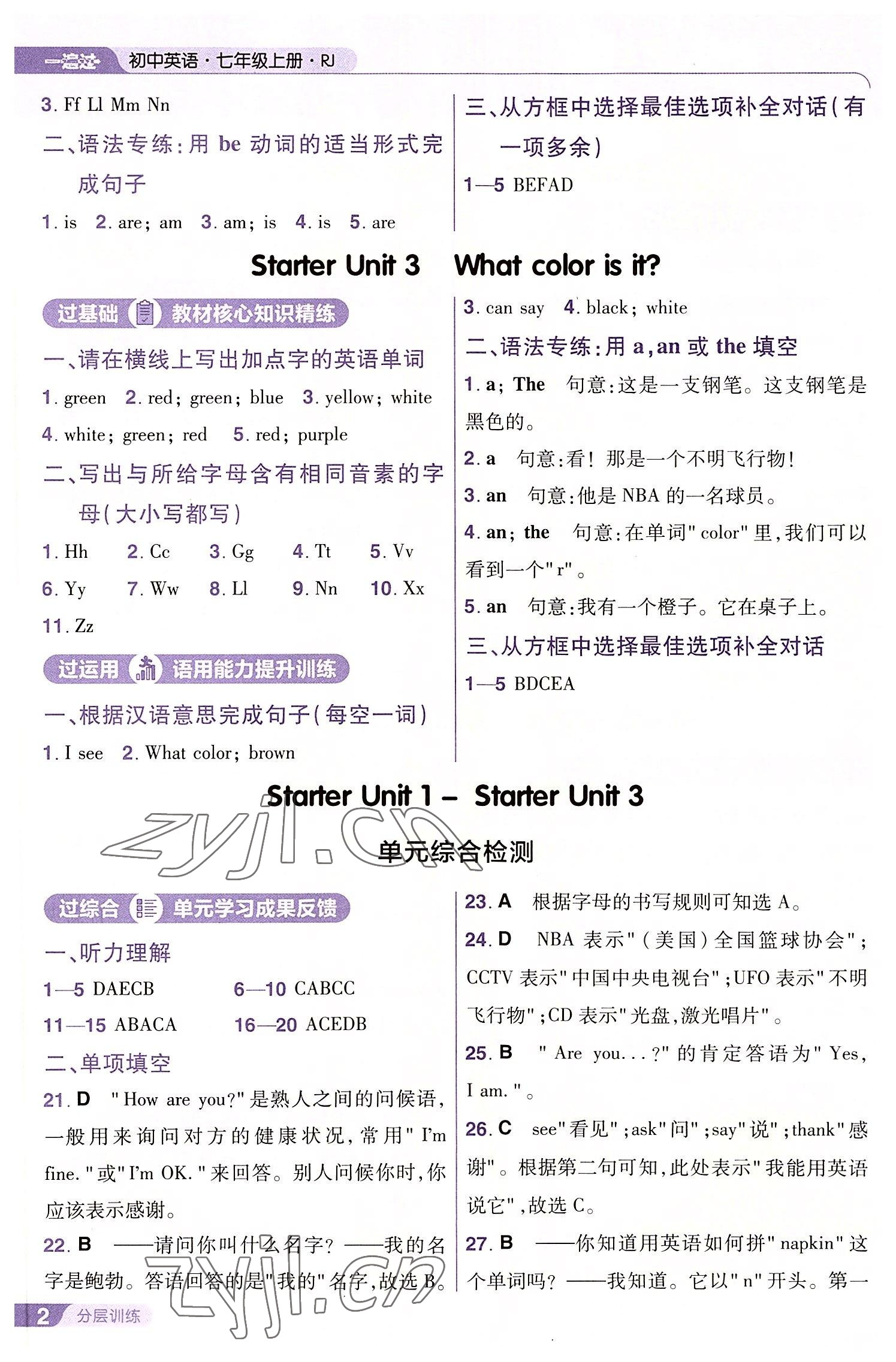 2022年一遍過(guò)七年級(jí)初中英語(yǔ)上冊(cè)人教版 第2頁(yè)