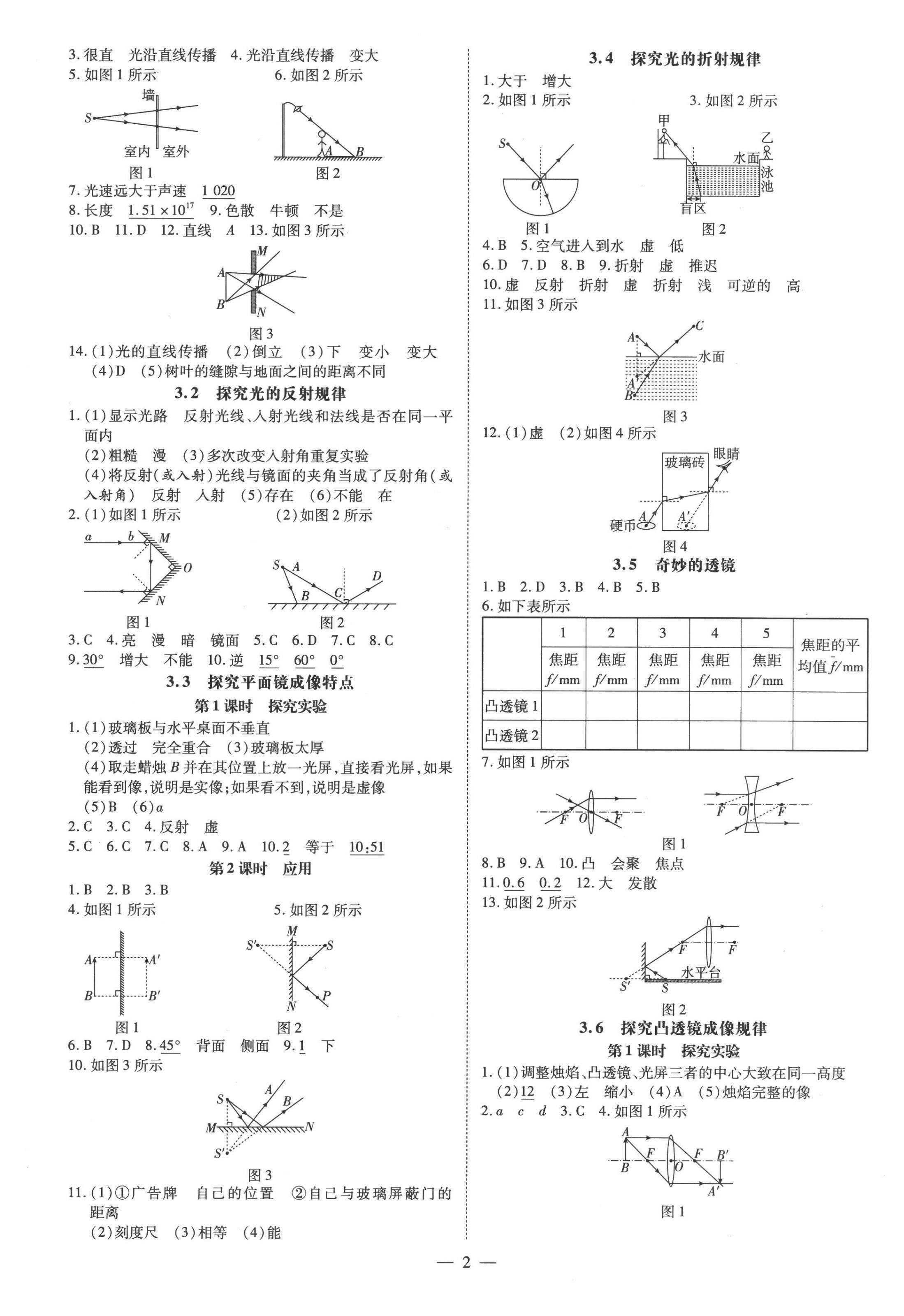 2022年领跑作业本八年级物理上册沪粤版广东专版 参考答案第2页