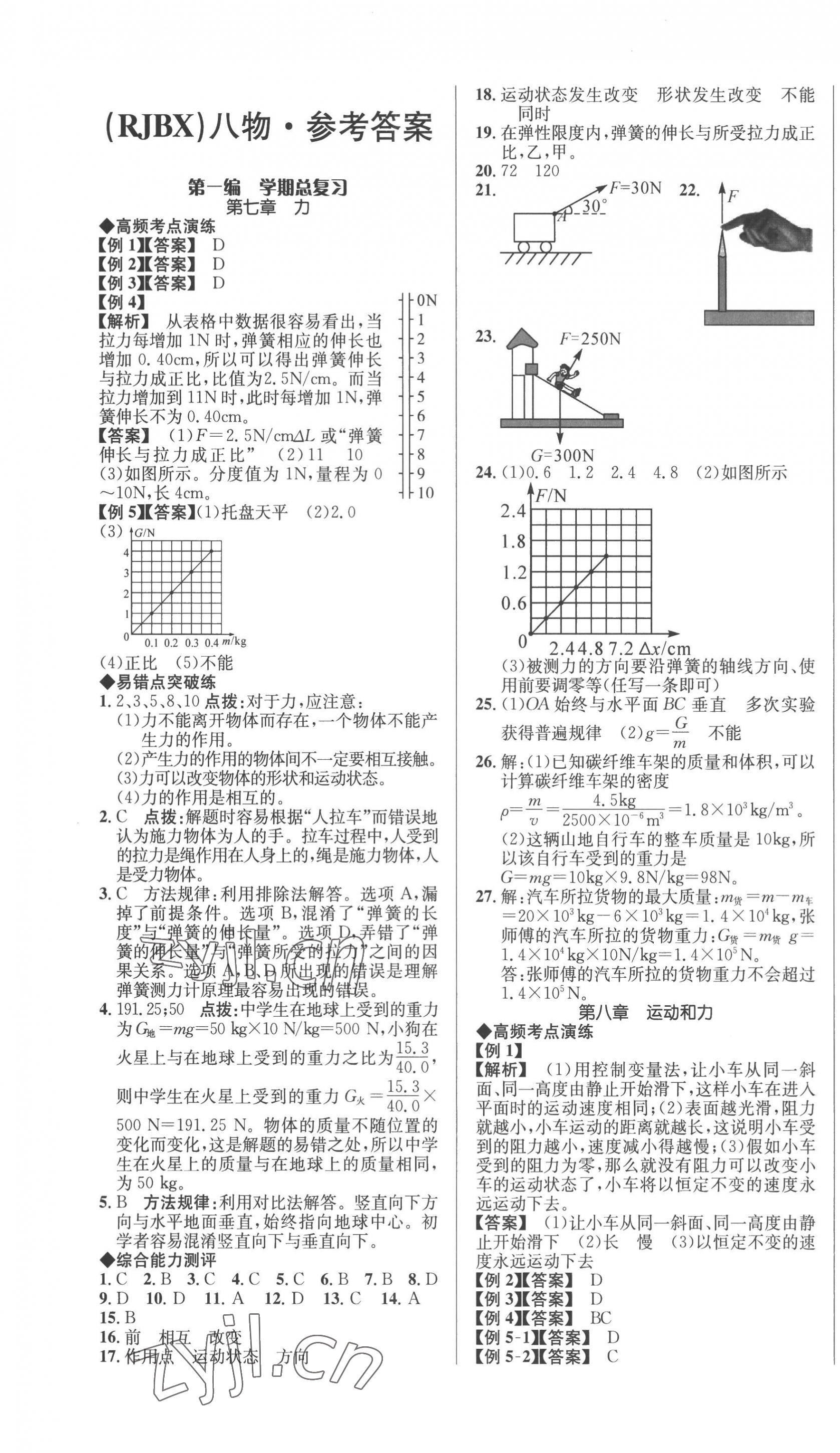 2022年名师帮学期总复习八年级物理人教版 第1页