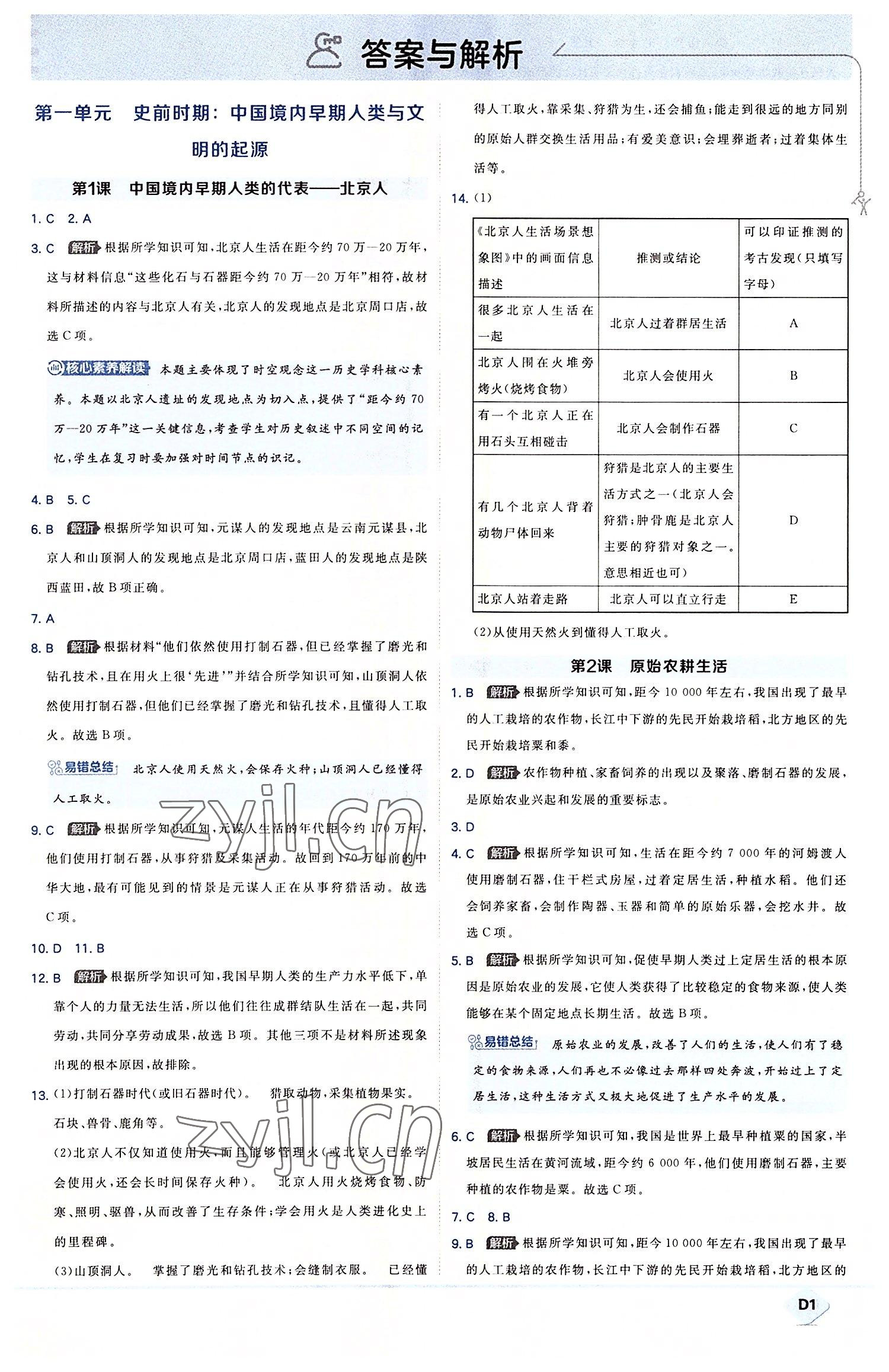 2022年少年班七年級歷史上冊人教版 第1頁