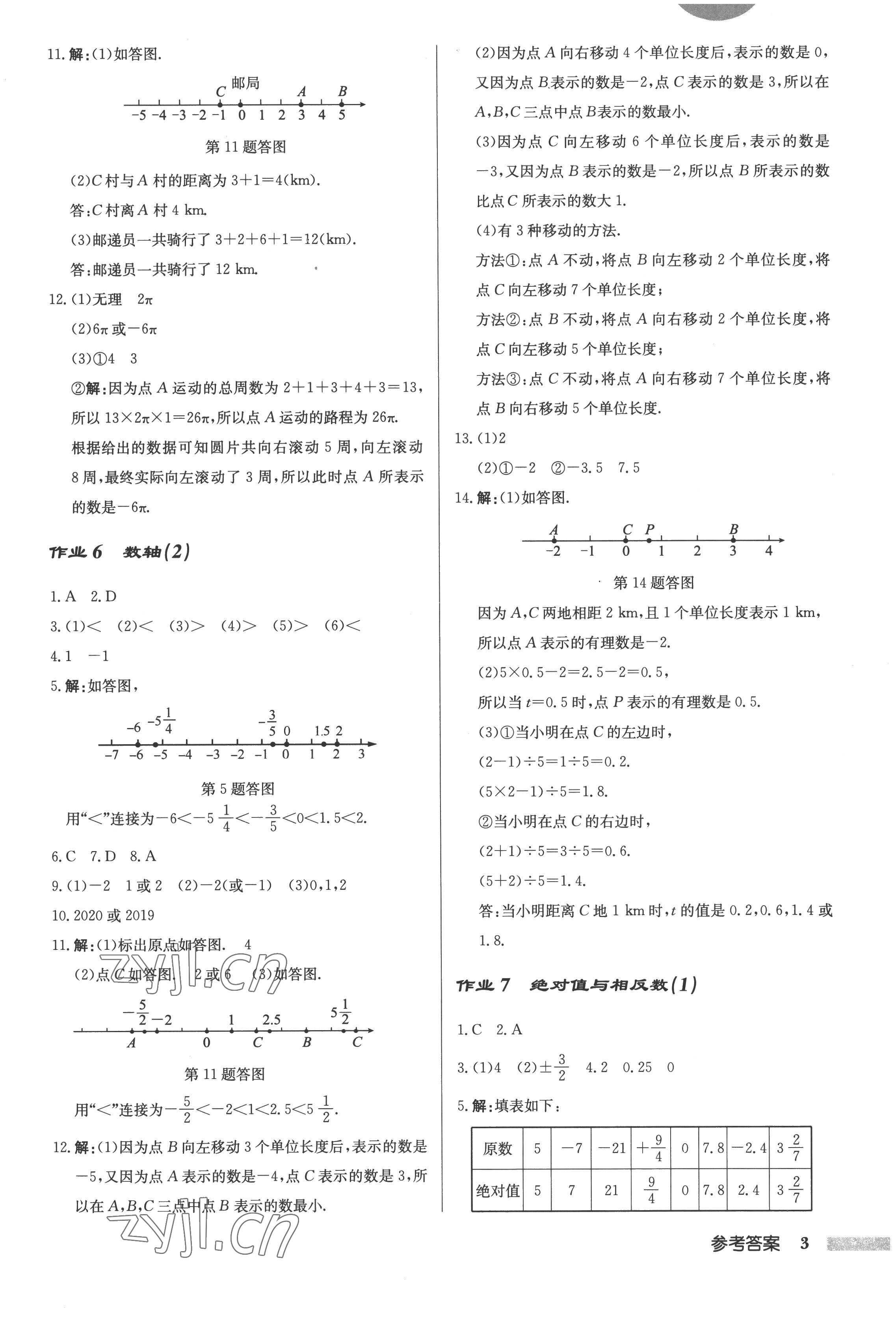 2022年啟東中學(xué)作業(yè)本七年級數(shù)學(xué)上冊江蘇版 第3頁