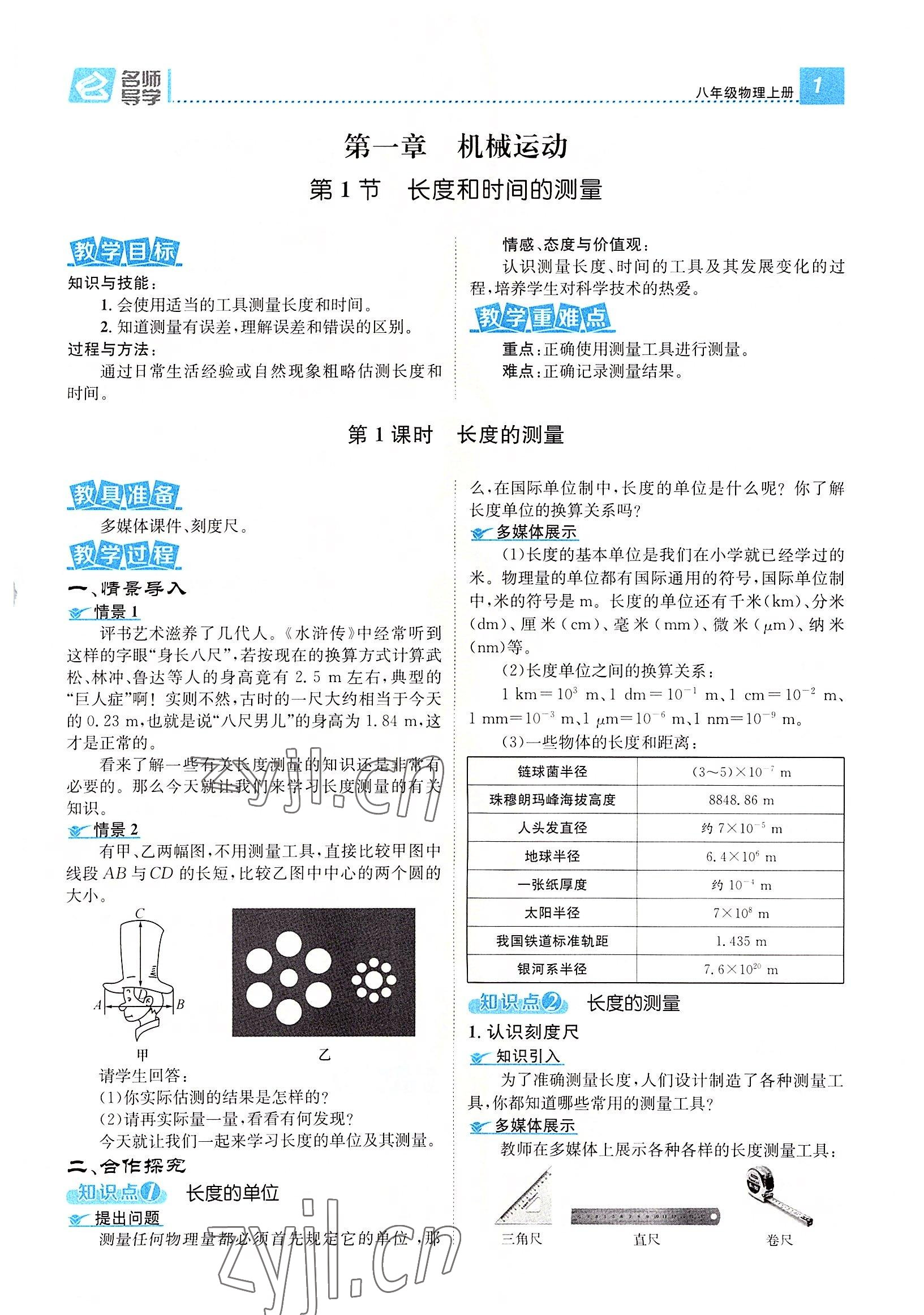 2022年名師測(cè)控八年級(jí)物理上冊(cè)人教版云南專版 參考答案第2頁