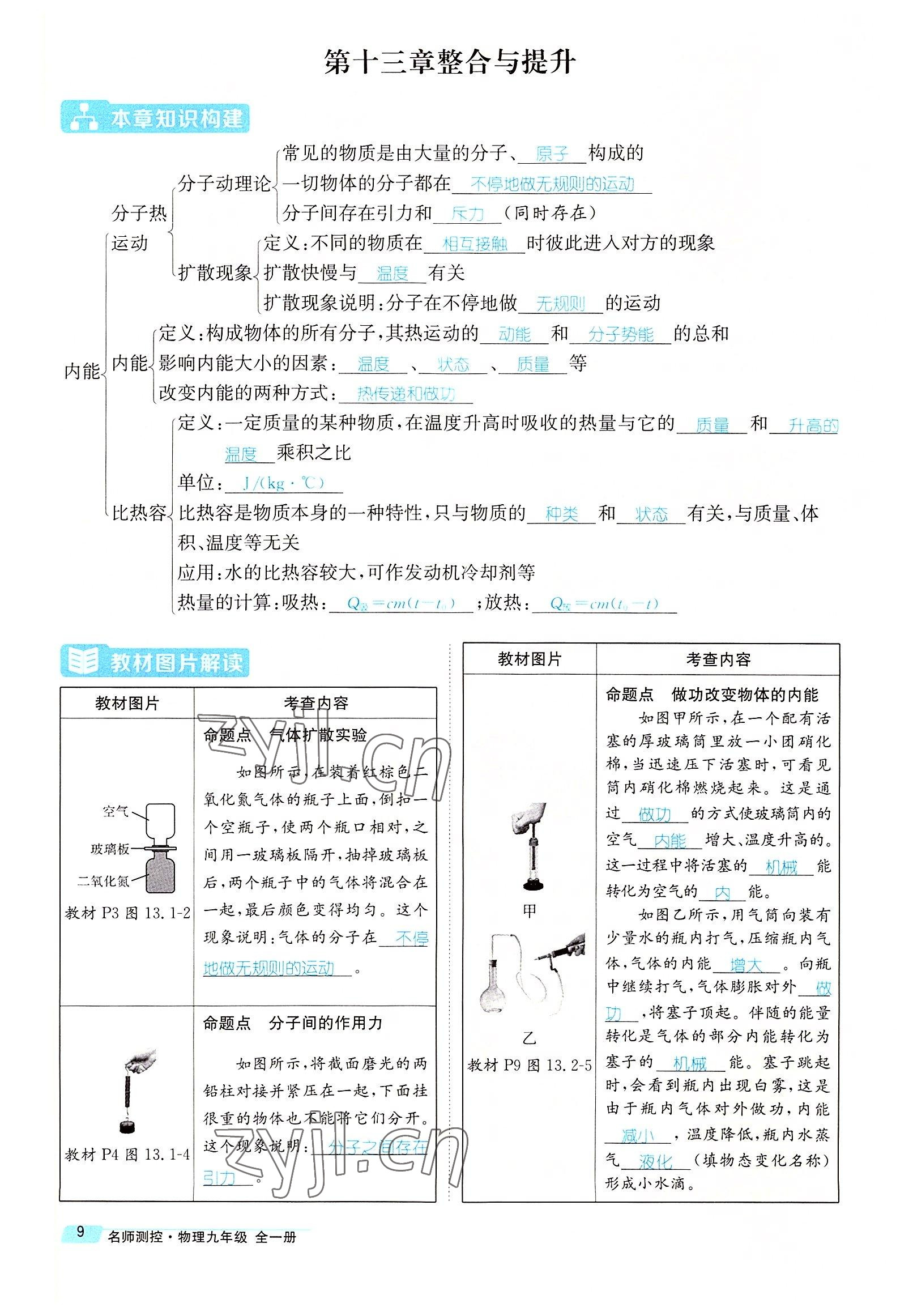 2022年名师测控九年级物理全一册人教版云南专版 参考答案第47页