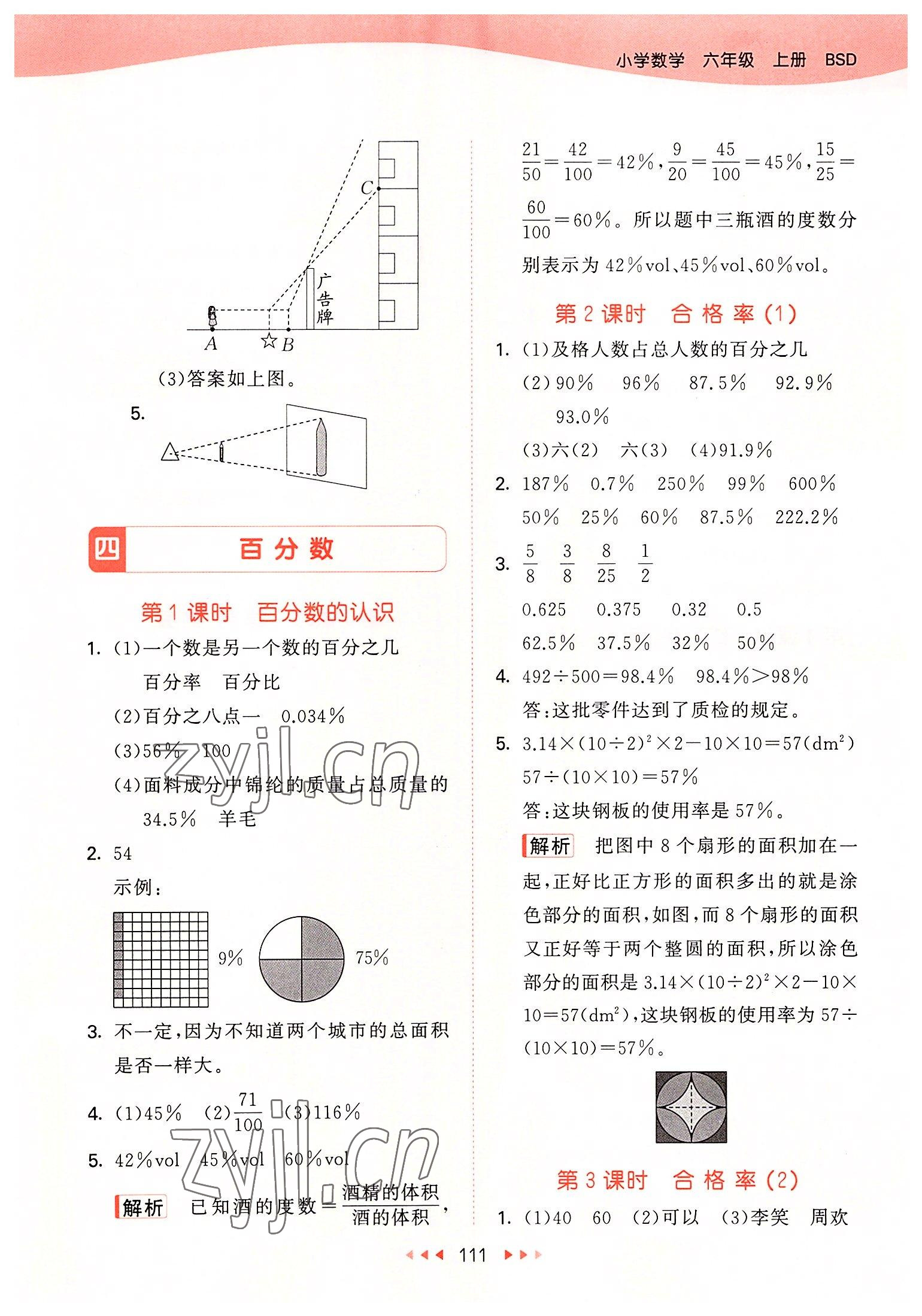 2022年53天天练六年级数学上册北师大版 参考答案第11页