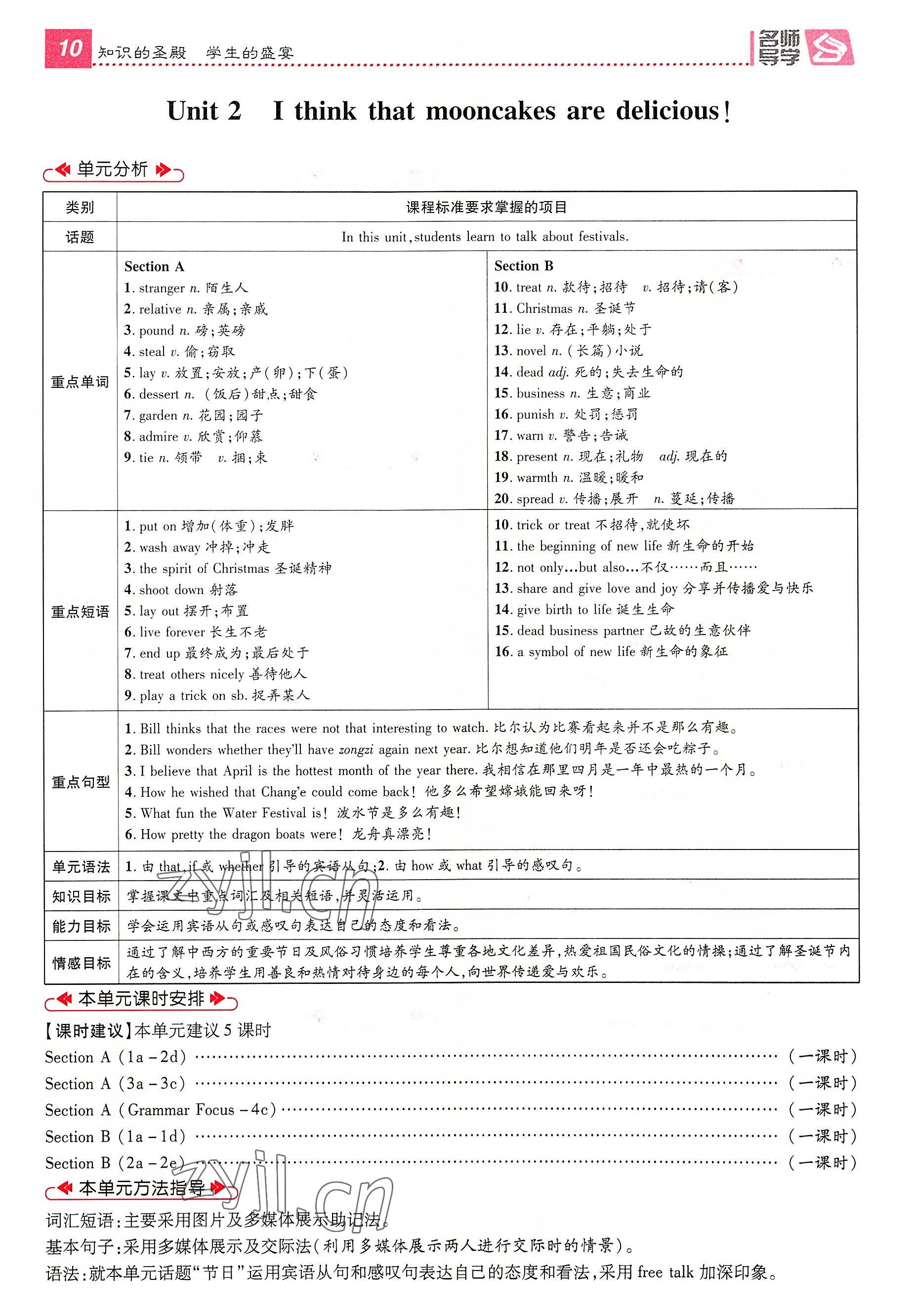 2022年名师测控九年级英语上册人教版山西专版 参考答案第10页