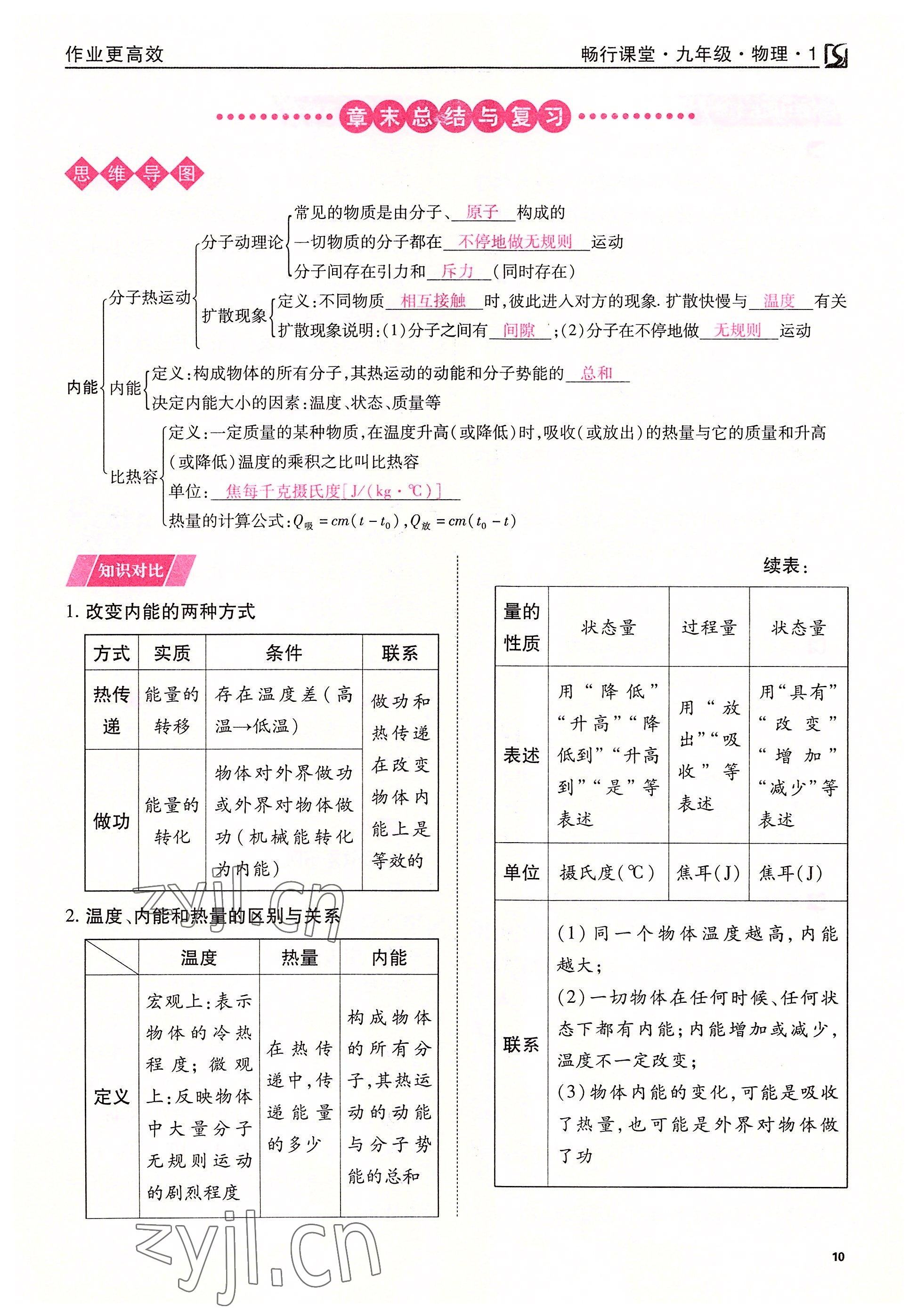 2022年暢行課堂九年級(jí)物理上冊(cè)人教版山西專版 參考答案第10頁(yè)