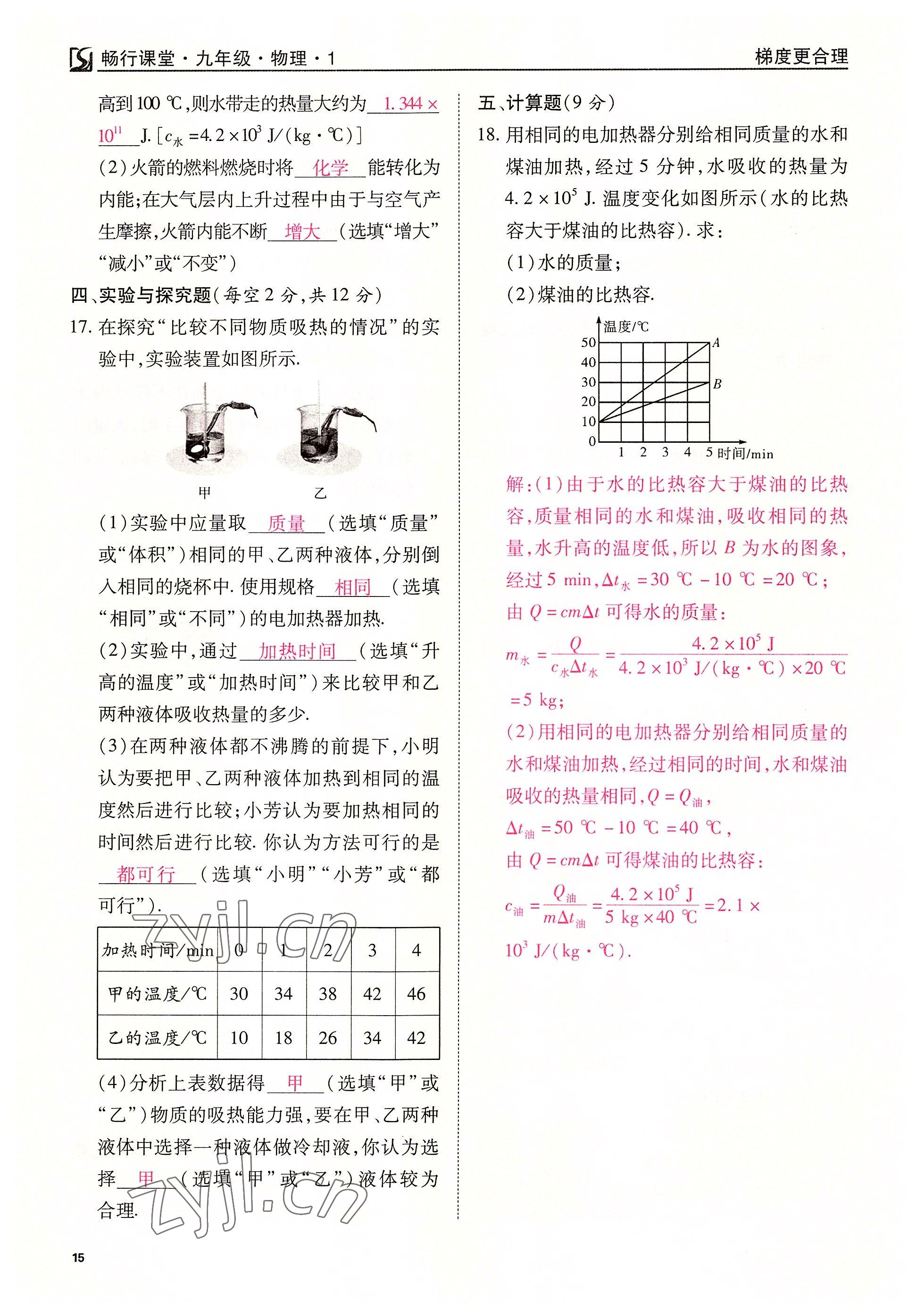 2022年暢行課堂九年級(jí)物理上冊(cè)人教版山西專版 參考答案第15頁