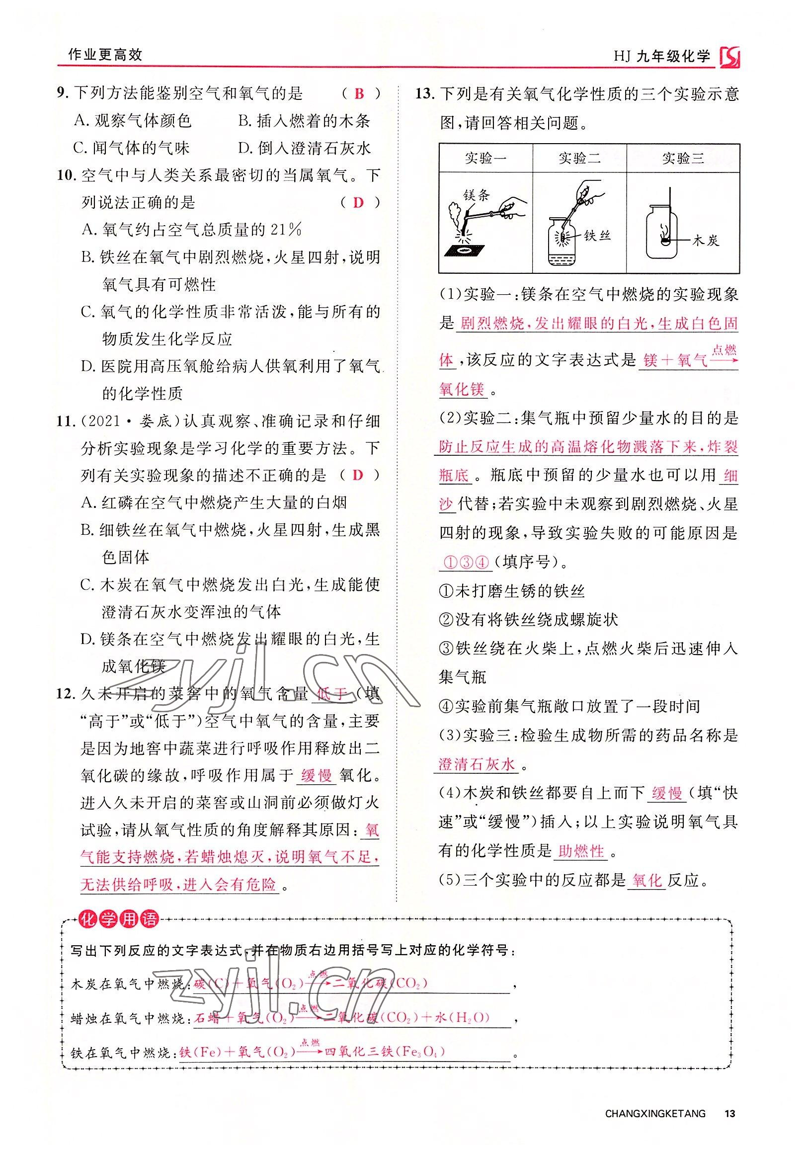 2022年畅行课堂九年级化学全一册沪教版 参考答案第33页