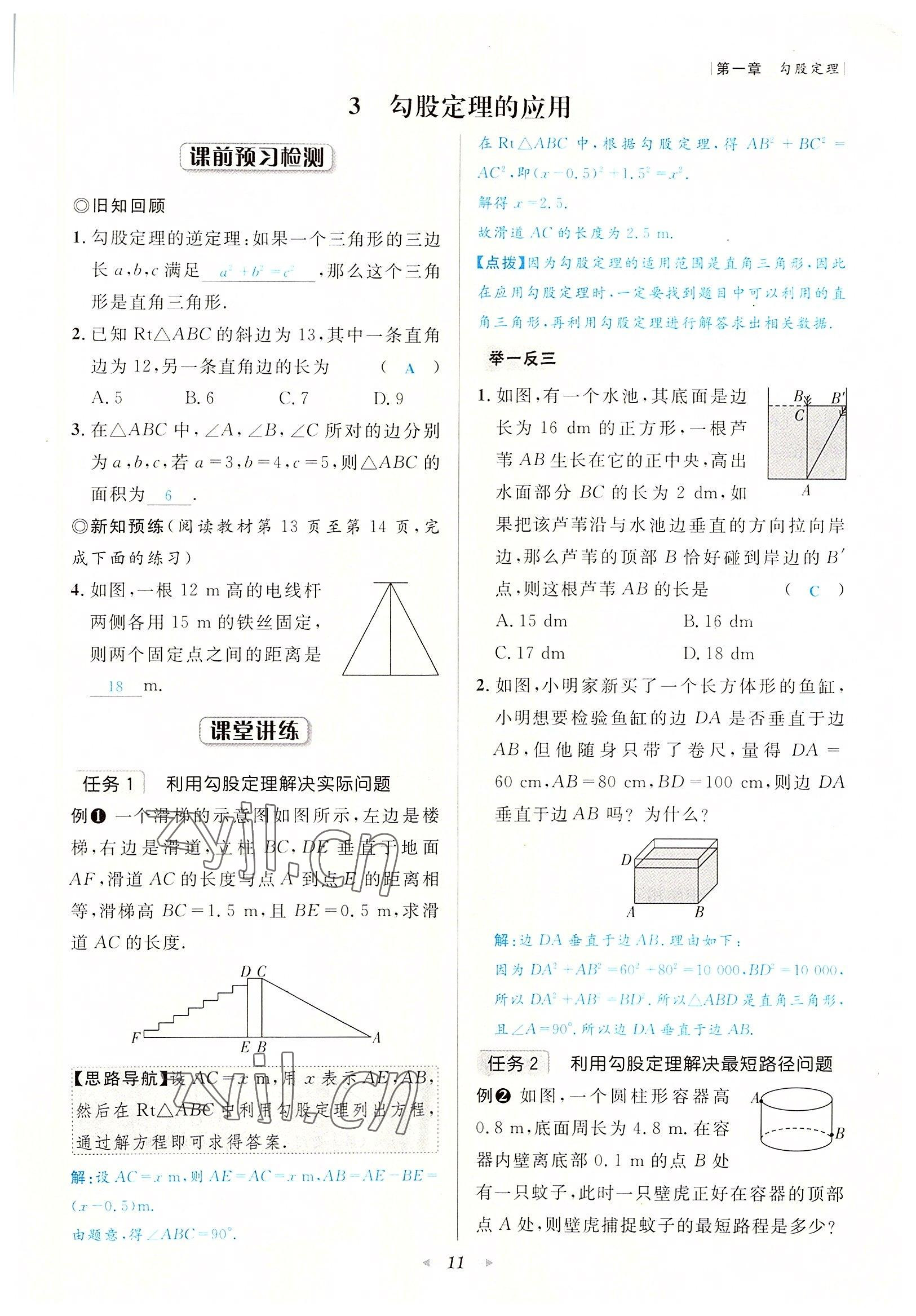 2022年數(shù)學(xué)一號(hào)八年級(jí)數(shù)學(xué)上冊(cè)北師大版 參考答案第11頁(yè)