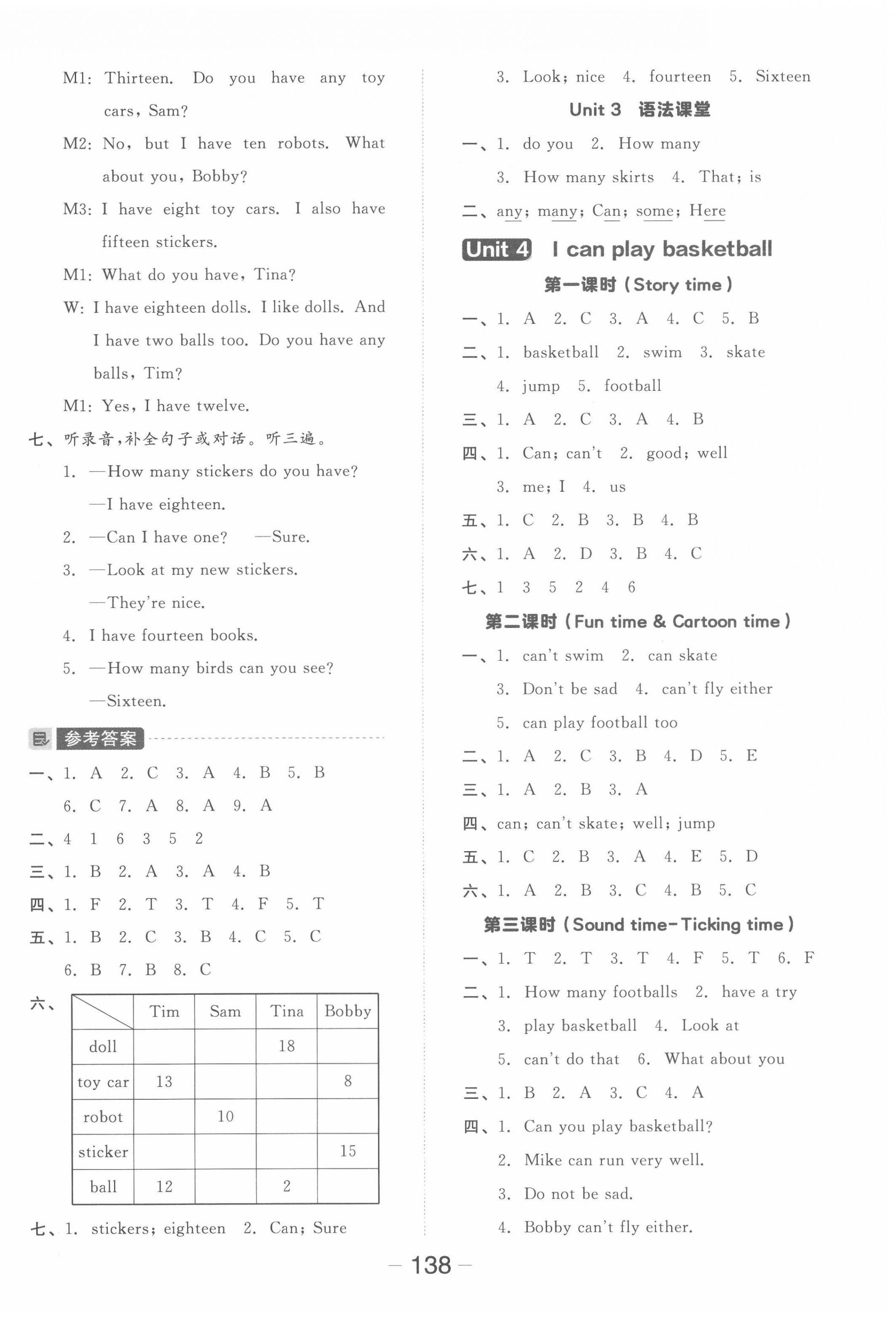 2022年全品学练考四年级英语上册译林版 参考答案第6页