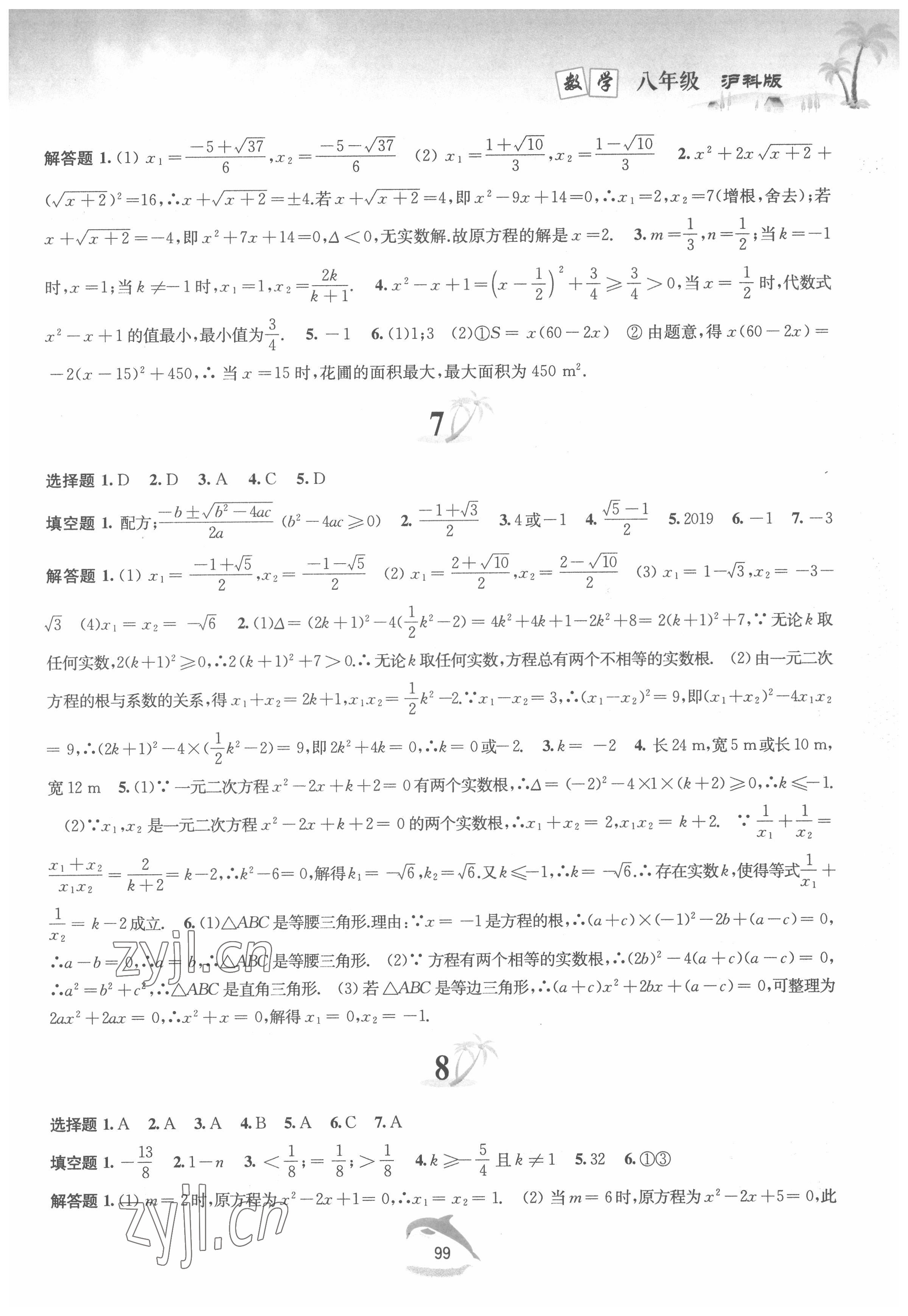 2022年暑假作业八年级数学沪科版黄山书社 第3页