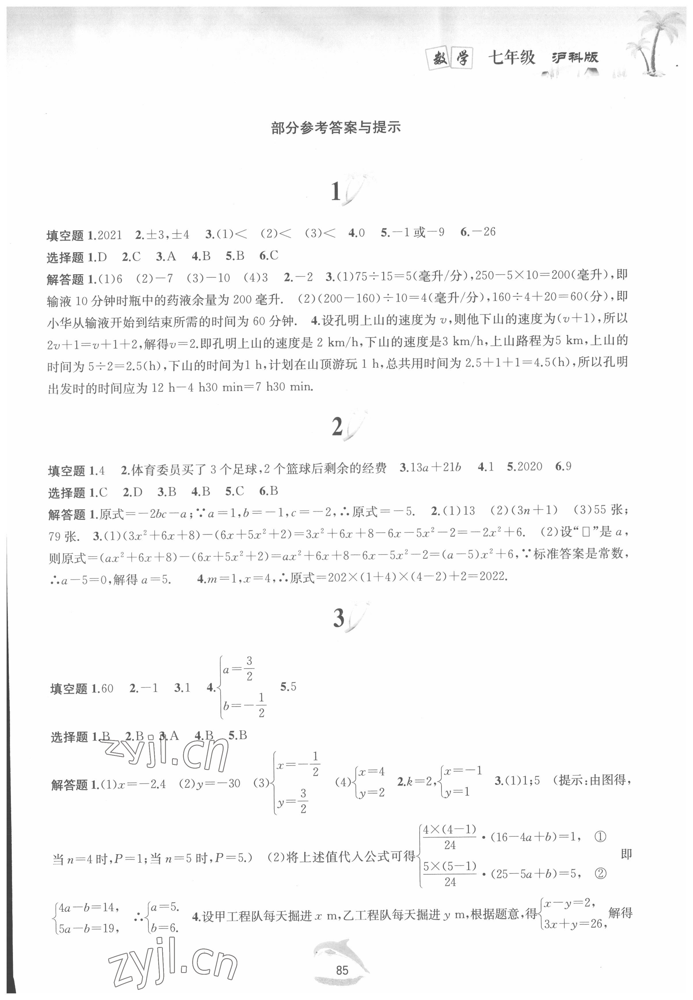 2022年快樂(lè)暑假七年級(jí)數(shù)學(xué)滬科版黃山書(shū)社 第1頁(yè)