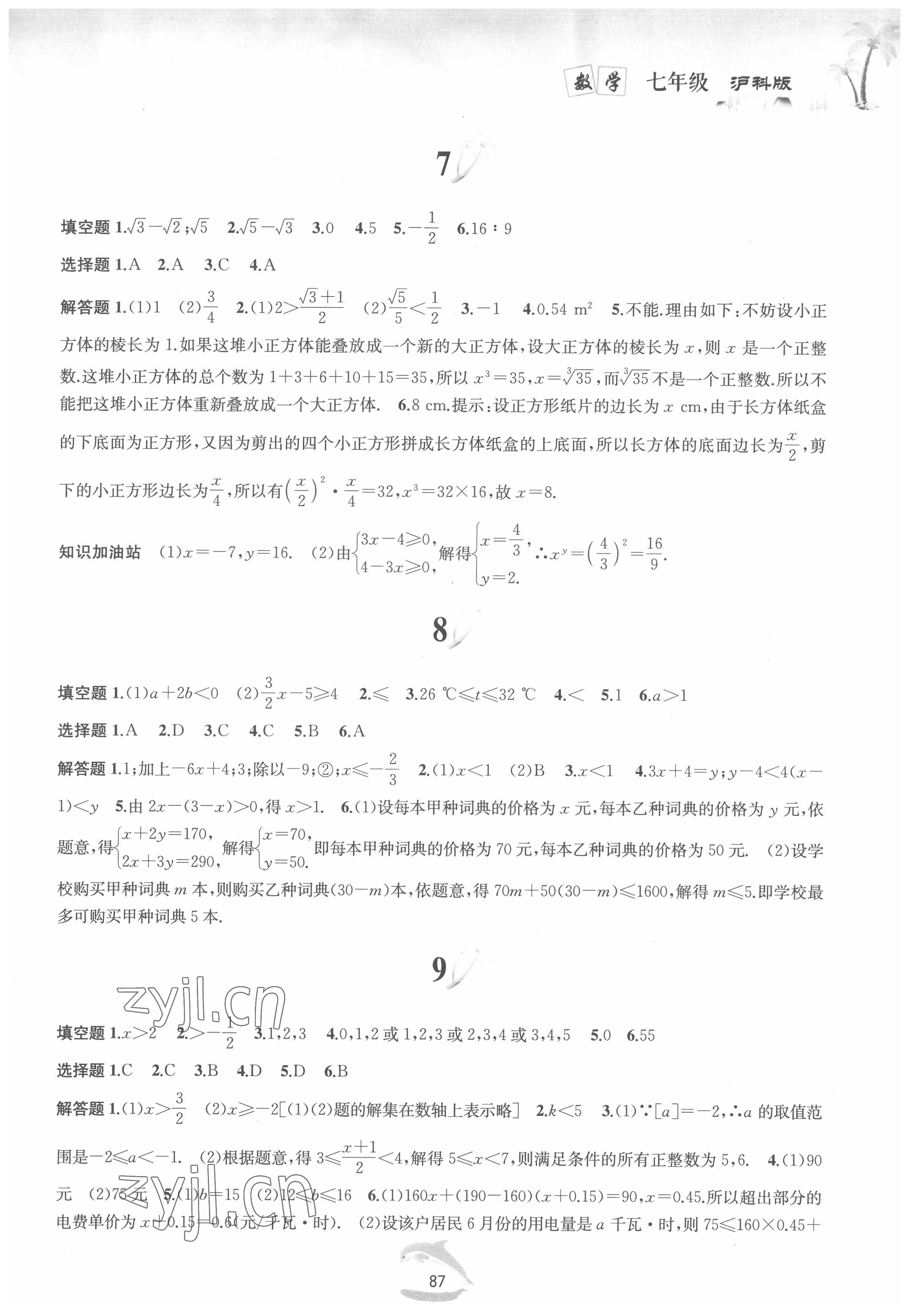 2022年快樂暑假七年級(jí)數(shù)學(xué)滬科版黃山書社 第3頁