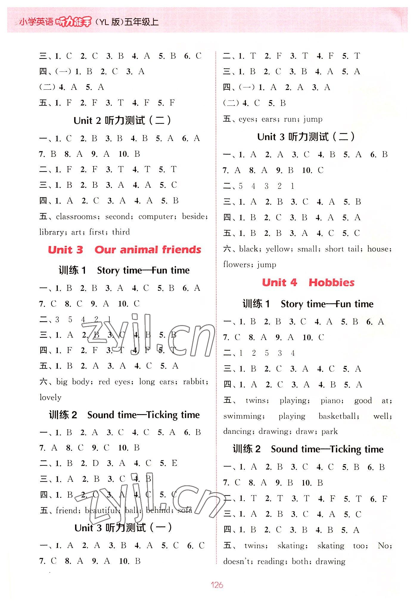 2022年通城學(xué)典小學(xué)英語(yǔ)聽力能手五年級(jí)上冊(cè)譯林版 參考答案第2頁(yè)