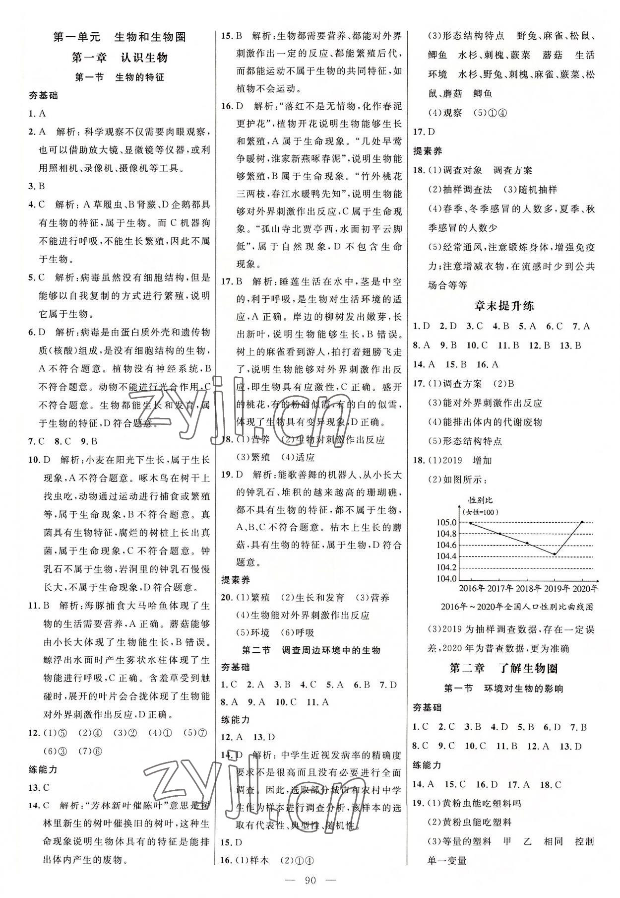 2022年細(xì)解巧練六年級生物上冊魯科版五四制 參考答案第1頁