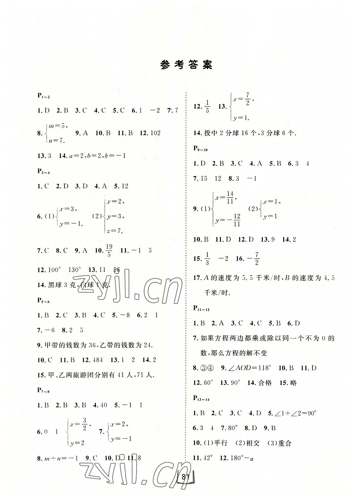 桂壮红皮书署假天地七年级数学冀教版河北少年儿童出版社 第1页