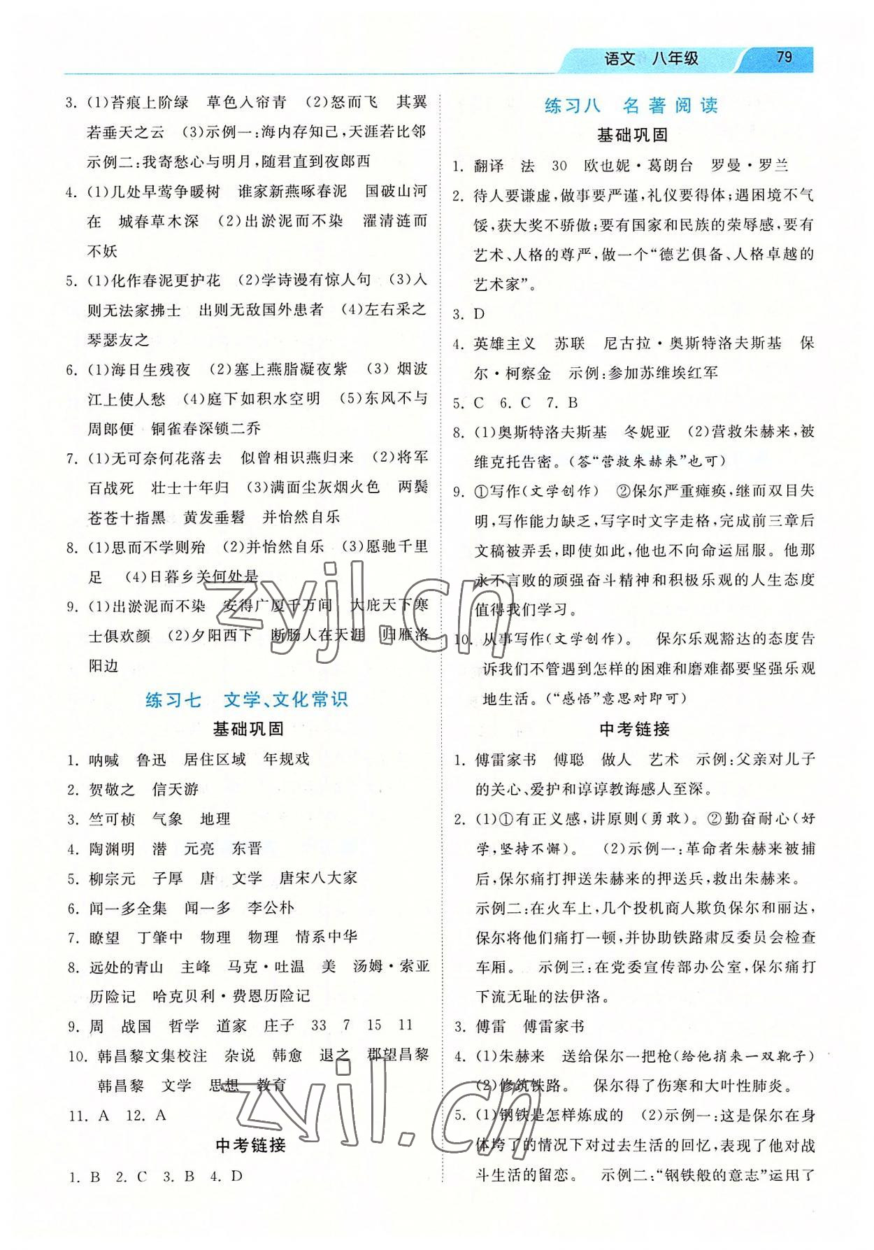 2022年暑假作業(yè)八年級(jí)語文人教版河北美術(shù)出版社 第3頁