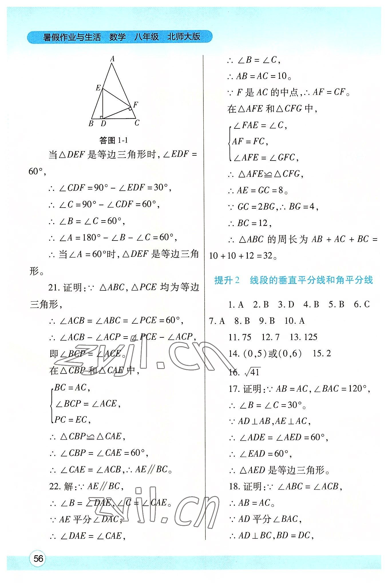 2022年暑假作业与生活八年级数学北师大版陕西师范大学出版总社有限公司 第2页