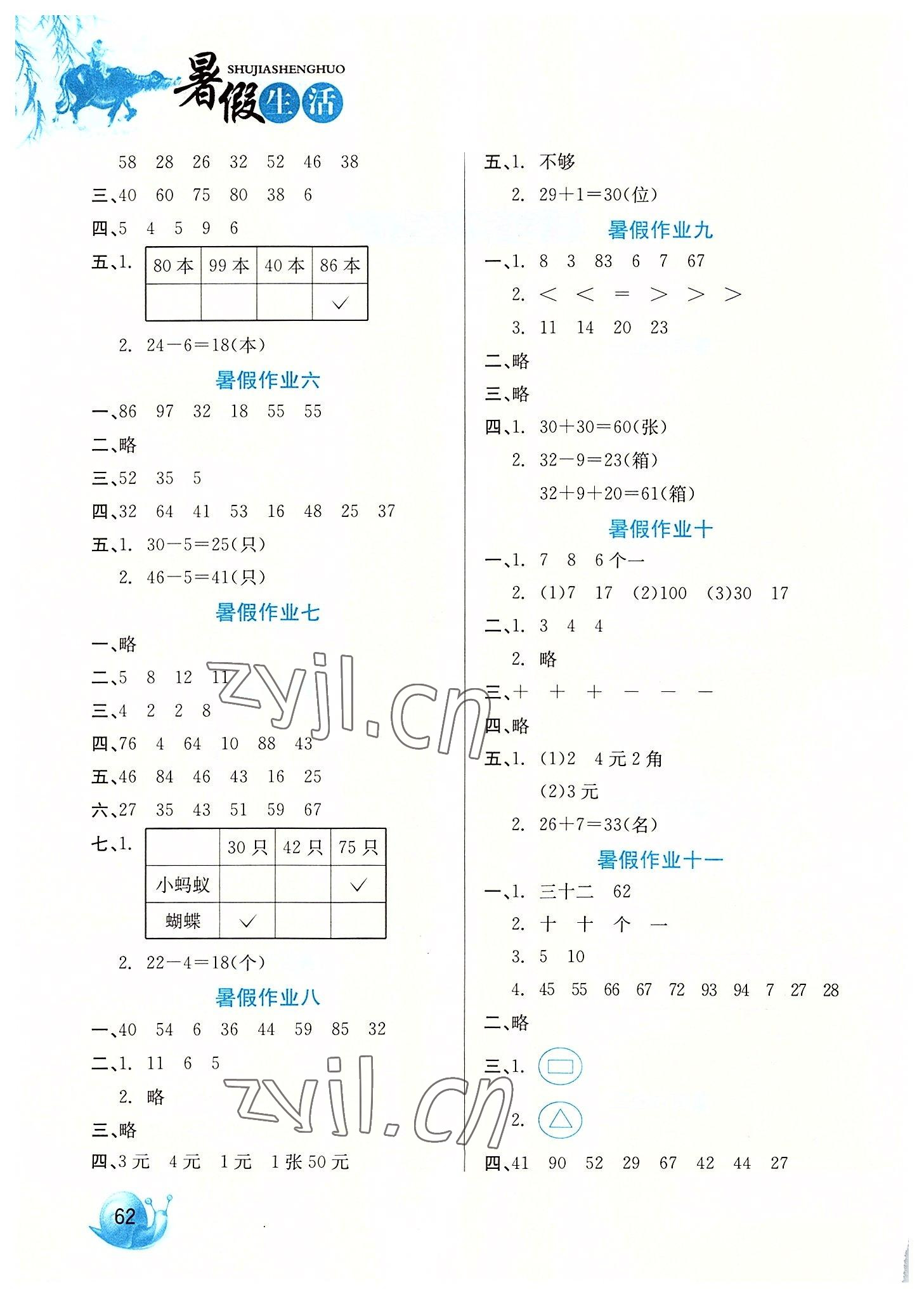 2022年暑假生活一年級數學河北美術出版社 第2頁