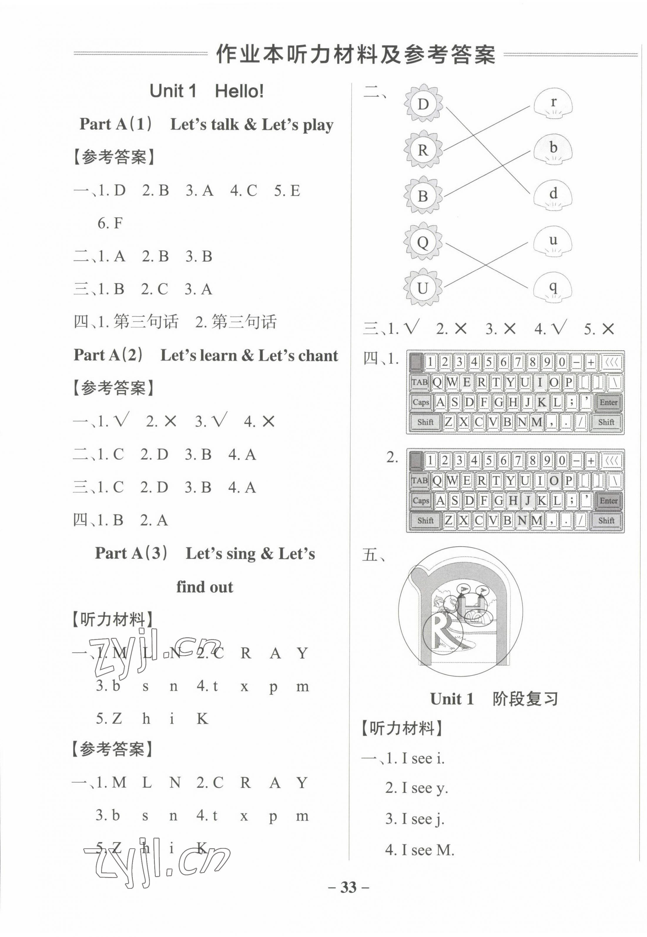 2022年小學(xué)學(xué)霸作業(yè)本三年級(jí)英語上冊(cè)人教版佛山專版 參考答案第1頁(yè)