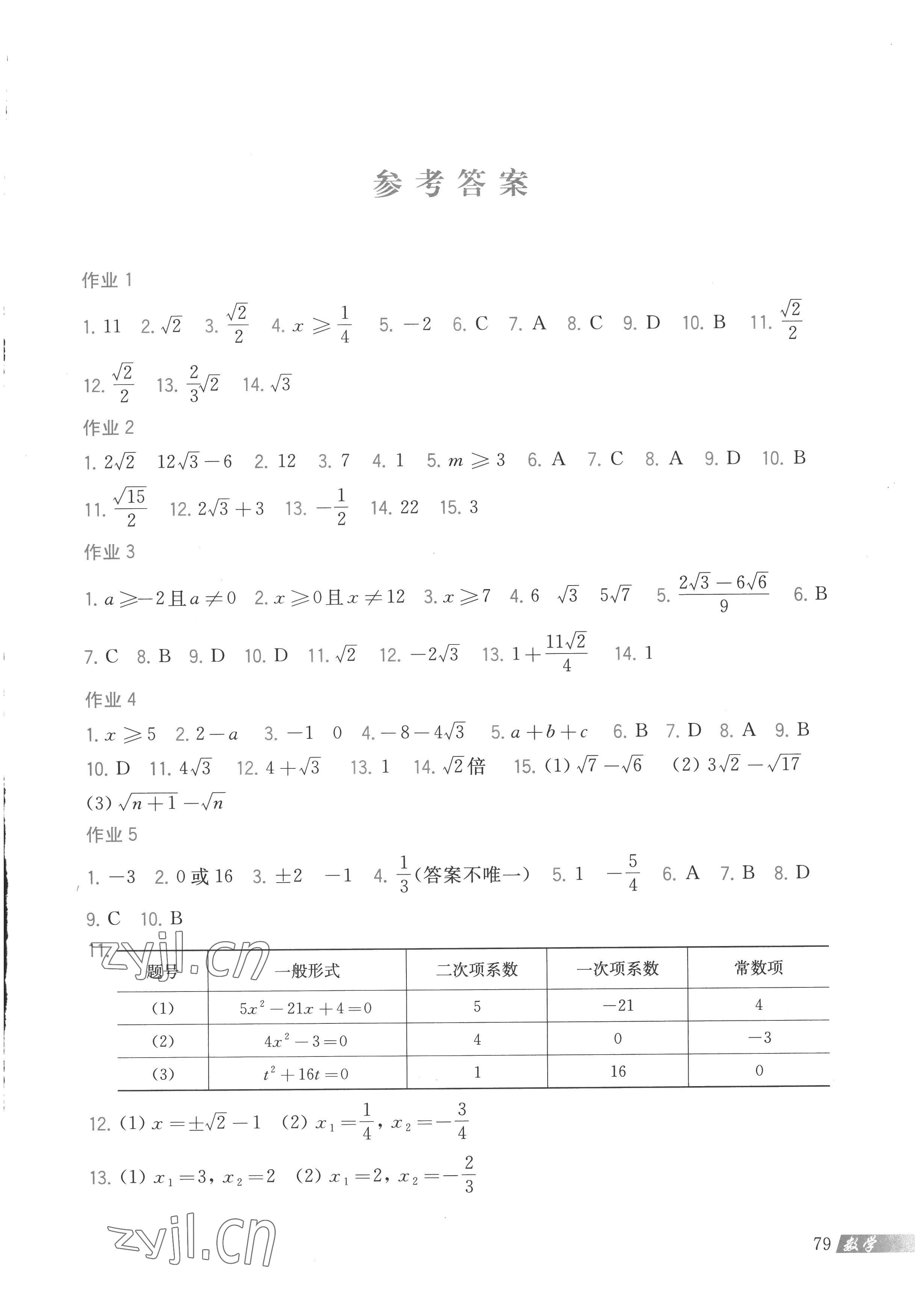 2022年暑假作業(yè)八年級數(shù)學(xué)滬科版上?？茖W(xué)技術(shù)出版社 第1頁