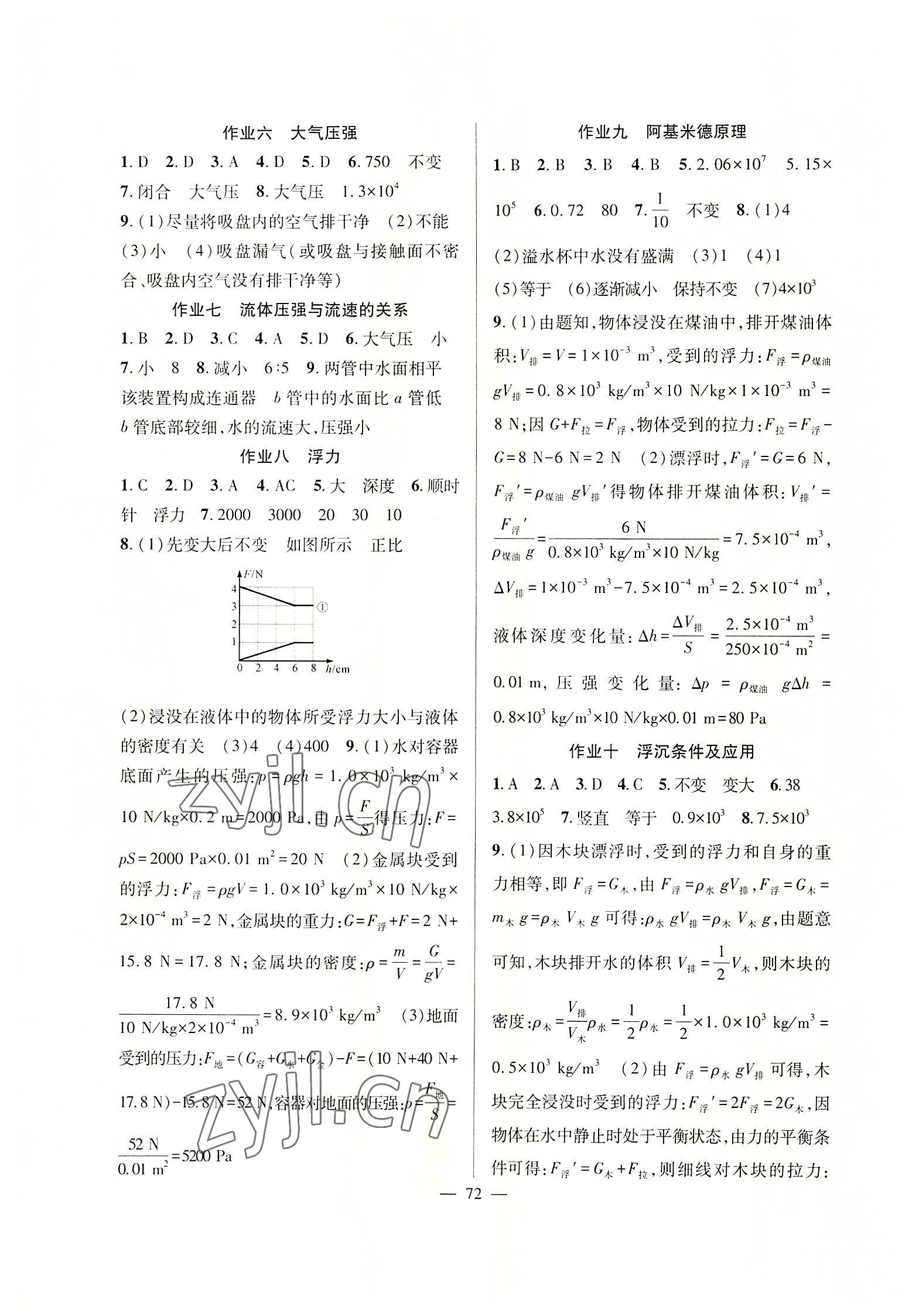 2022年暑假作业八年级物理人教版新疆青少年出版社 第2页