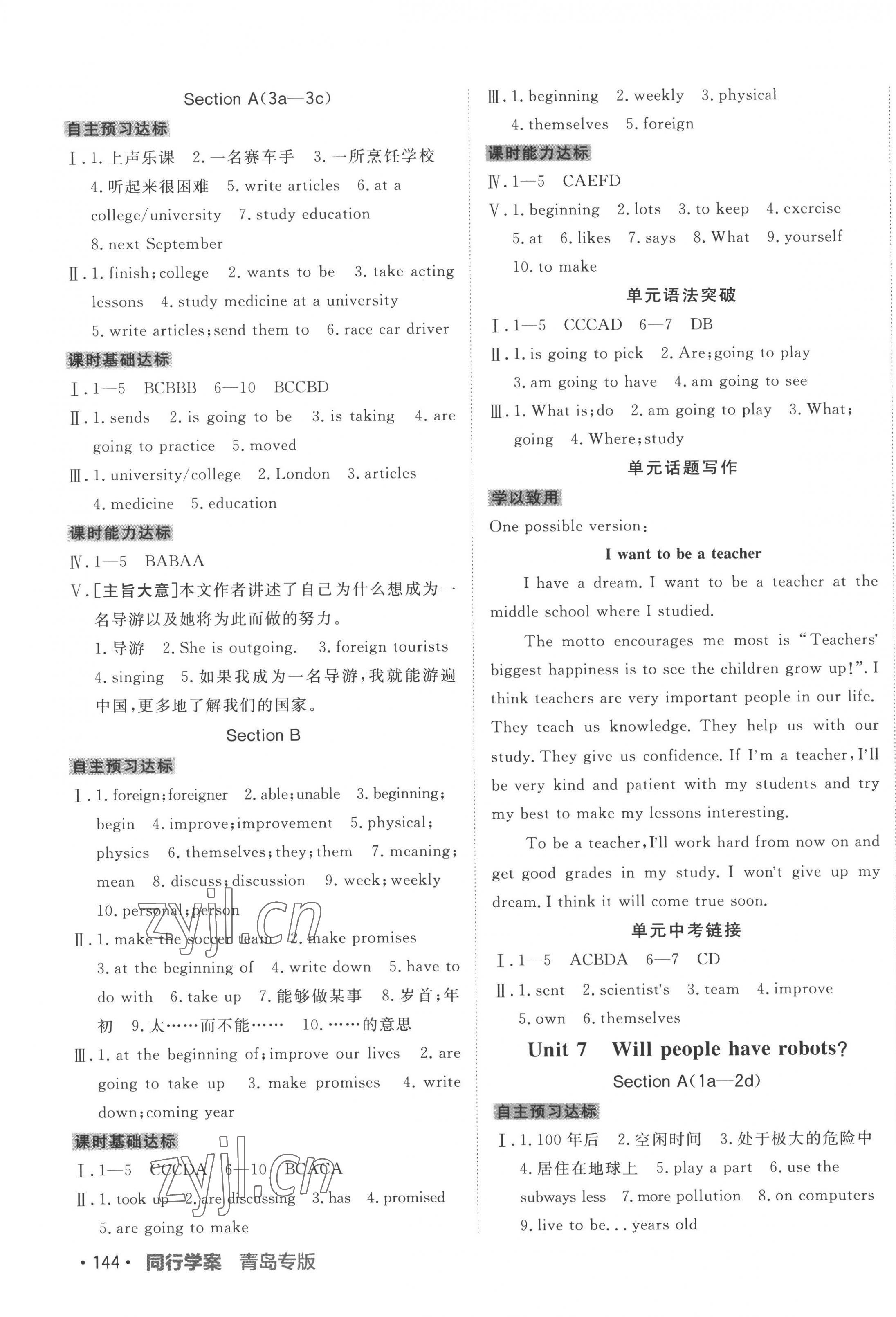 2022年同行學(xué)案學(xué)練測(cè)八年級(jí)英語(yǔ)上冊(cè)人教版青島專版 第7頁(yè)